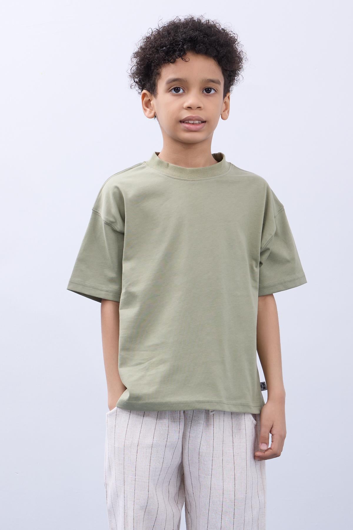 %100 Pamuk İkili Here To Stay Baskılı Tişört İkili Erkek Çocuk Oversize Tişört