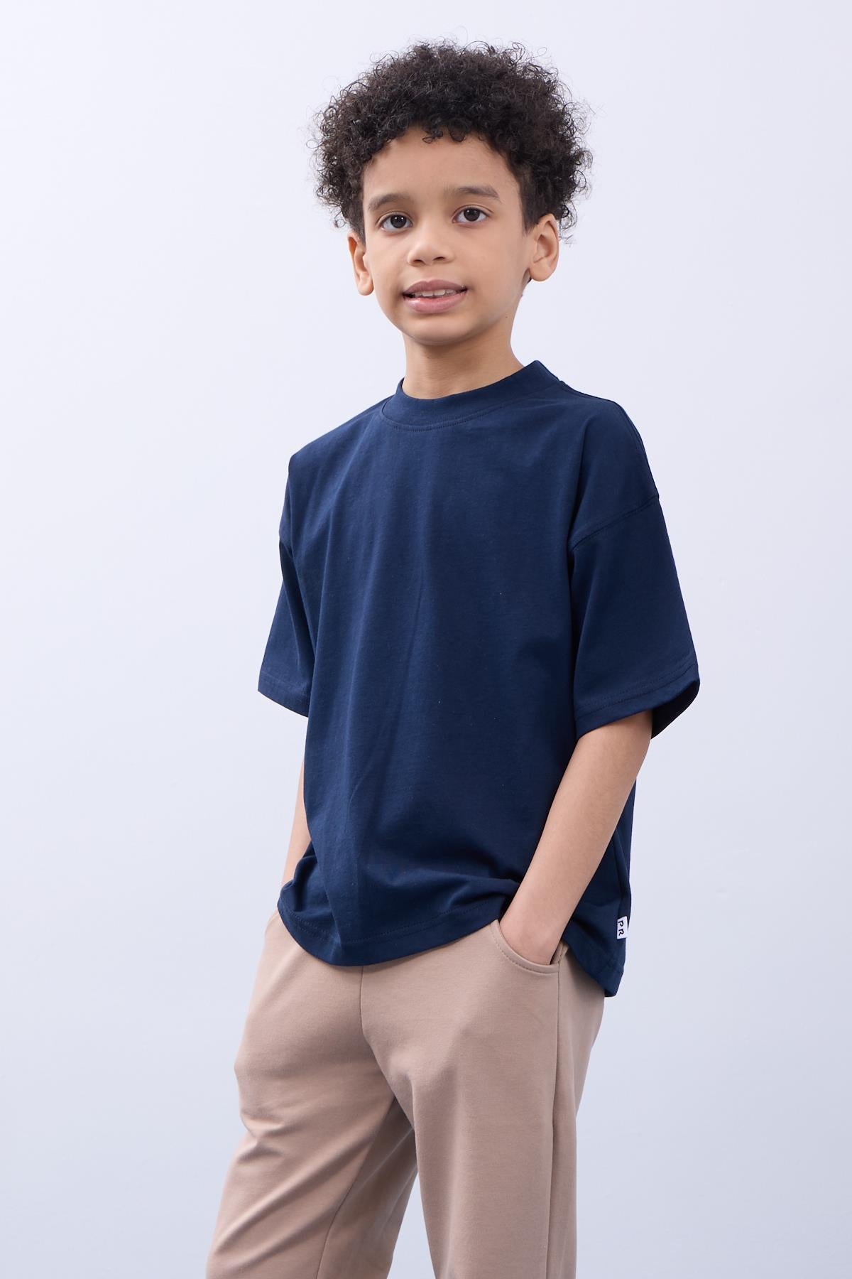 %100 Pamuk İkili Here To Stay Baskılı Tişört İkili Erkek Çocuk Oversize Tişört