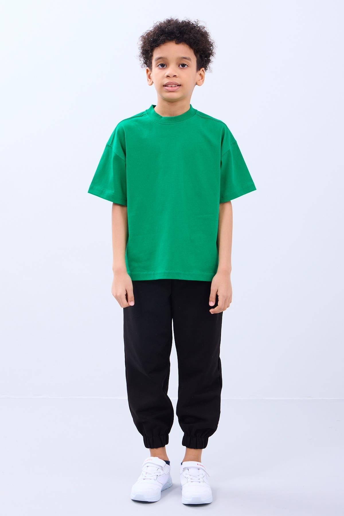 %100 Pamuk İkili Timsah Baskılı Tişört İkili Erkek Çocuk Oversize Tişört