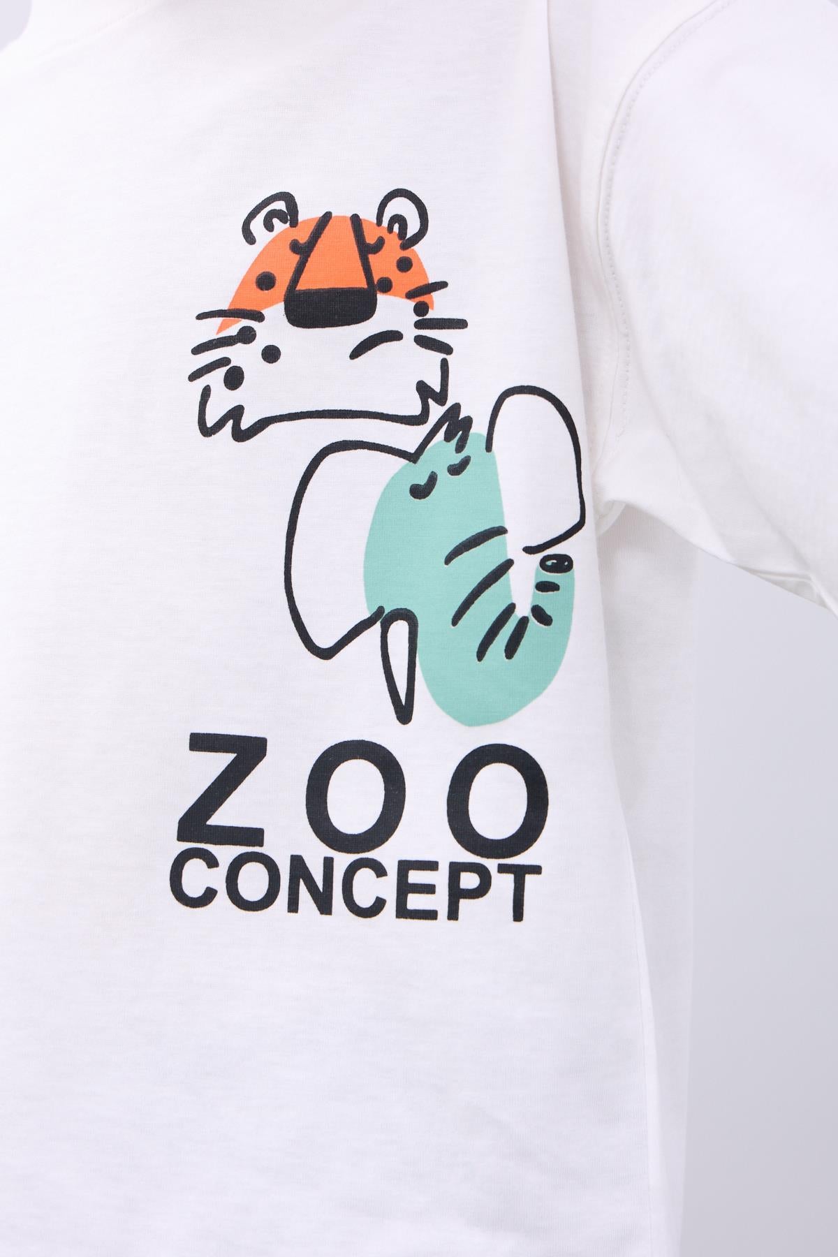 %100 Pamuk İkili Zoo Baskılı Tişört İkili Erkek Çocuk Oversize Tişört