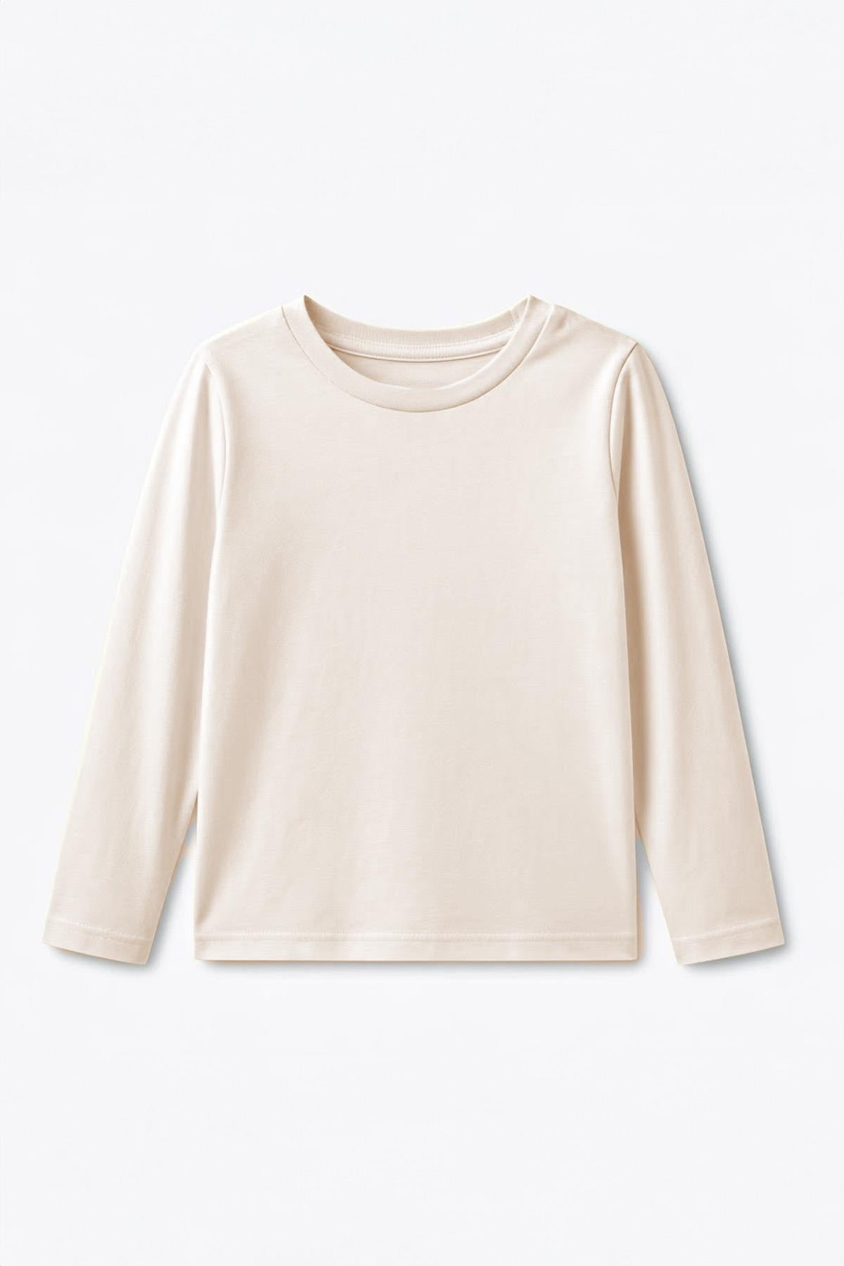 %100 Pamuklu Kız ve Erkek Unisex Uzun Kollu Basic Tshirt Taş - Perendi