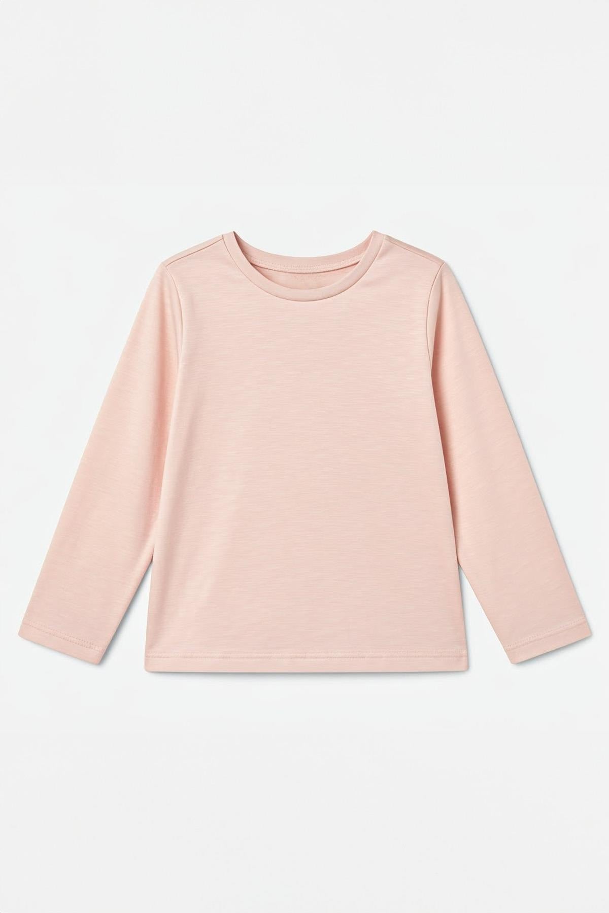 %100 Pamuklu Kız ve Erkek Unisex Uzun Kollu Basic Tshirt Yavru Ağzı - Perendi