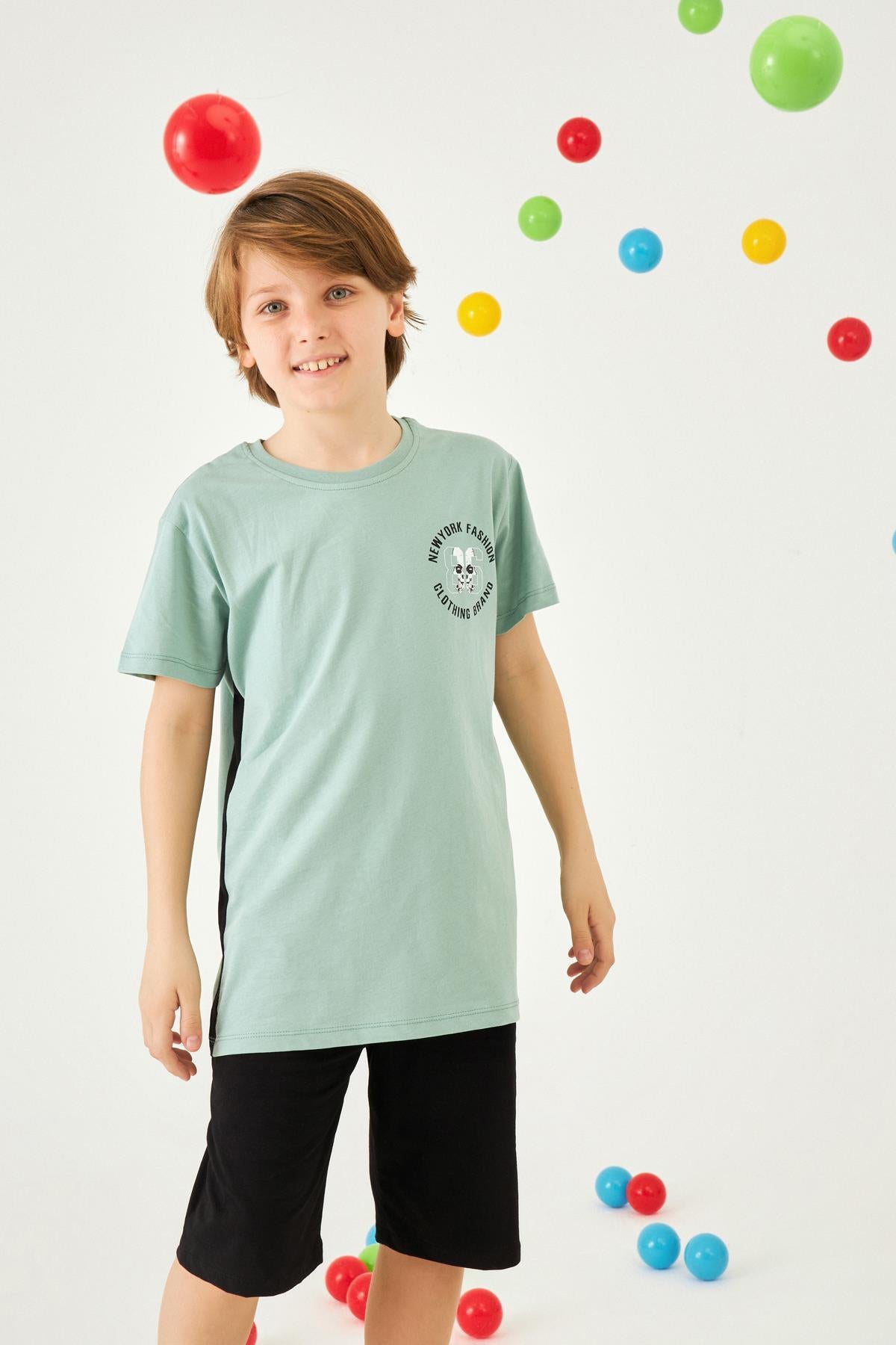 86 Arma Baskılı Bisiklet Yaka Erkek Çocuk Tshirt