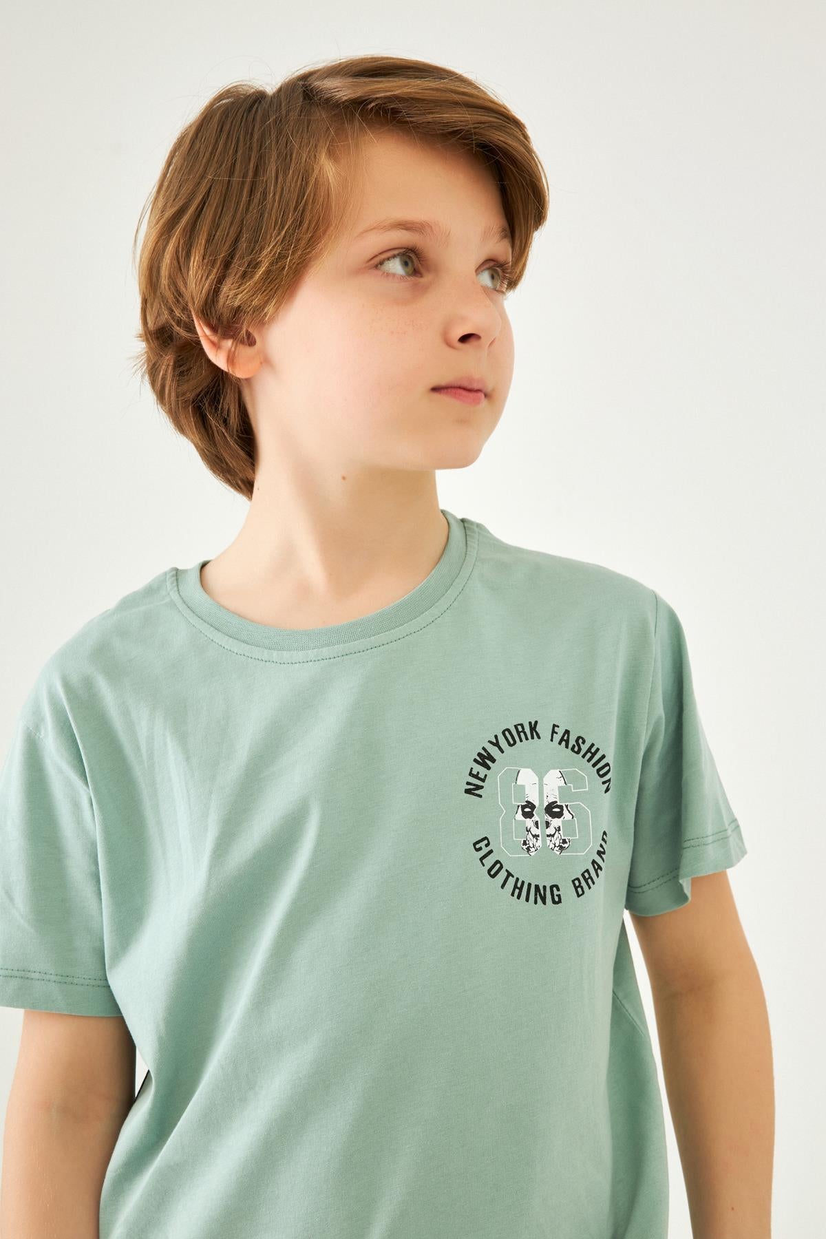 86 Arma Baskılı Bisiklet Yaka Erkek Çocuk Tshirt