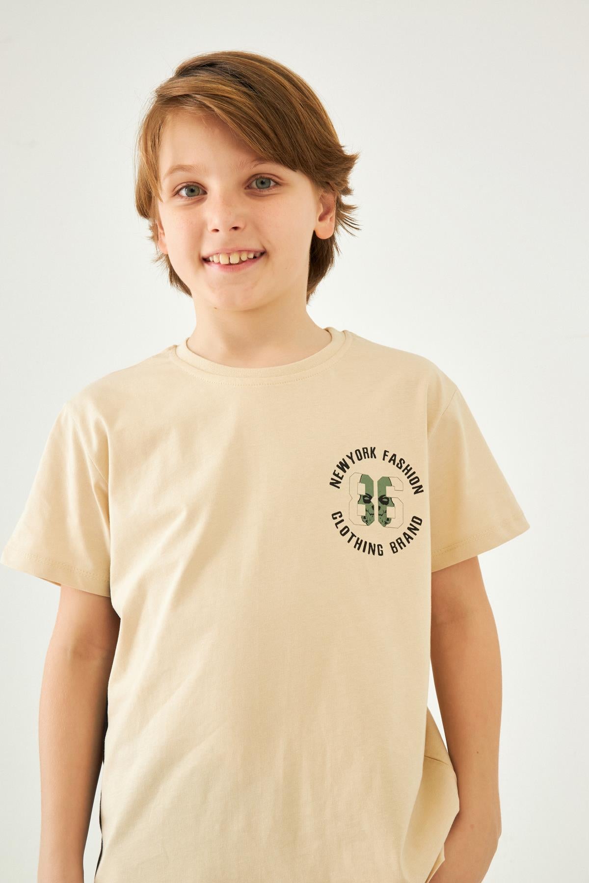 86 Arma Baskılı Bisiklet Yaka Erkek Çocuk Tshirt