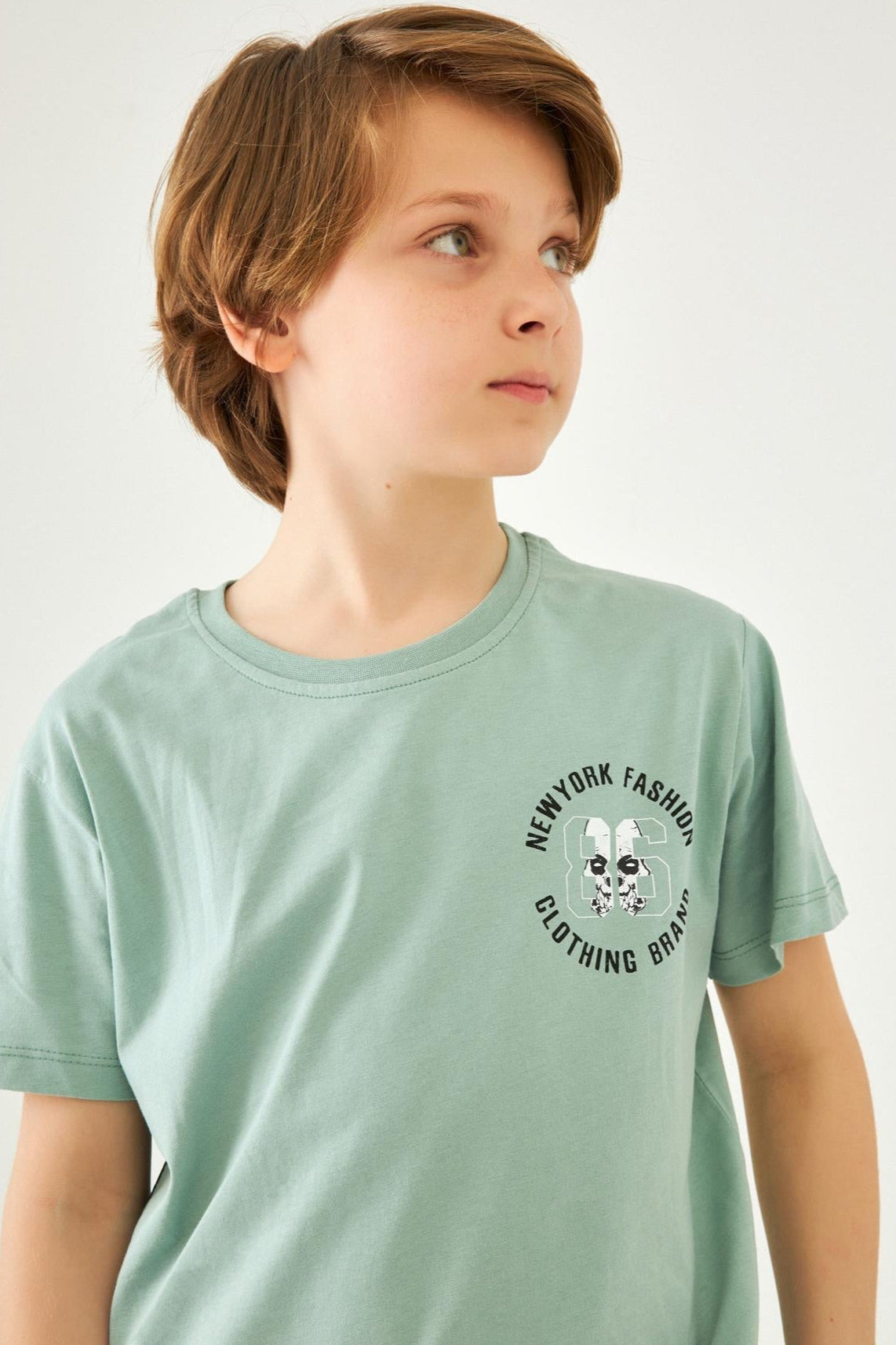 86 Arma Baskılı Bisiklet Yaka Erkek Çocuk Tshirt Çağla - Perendi