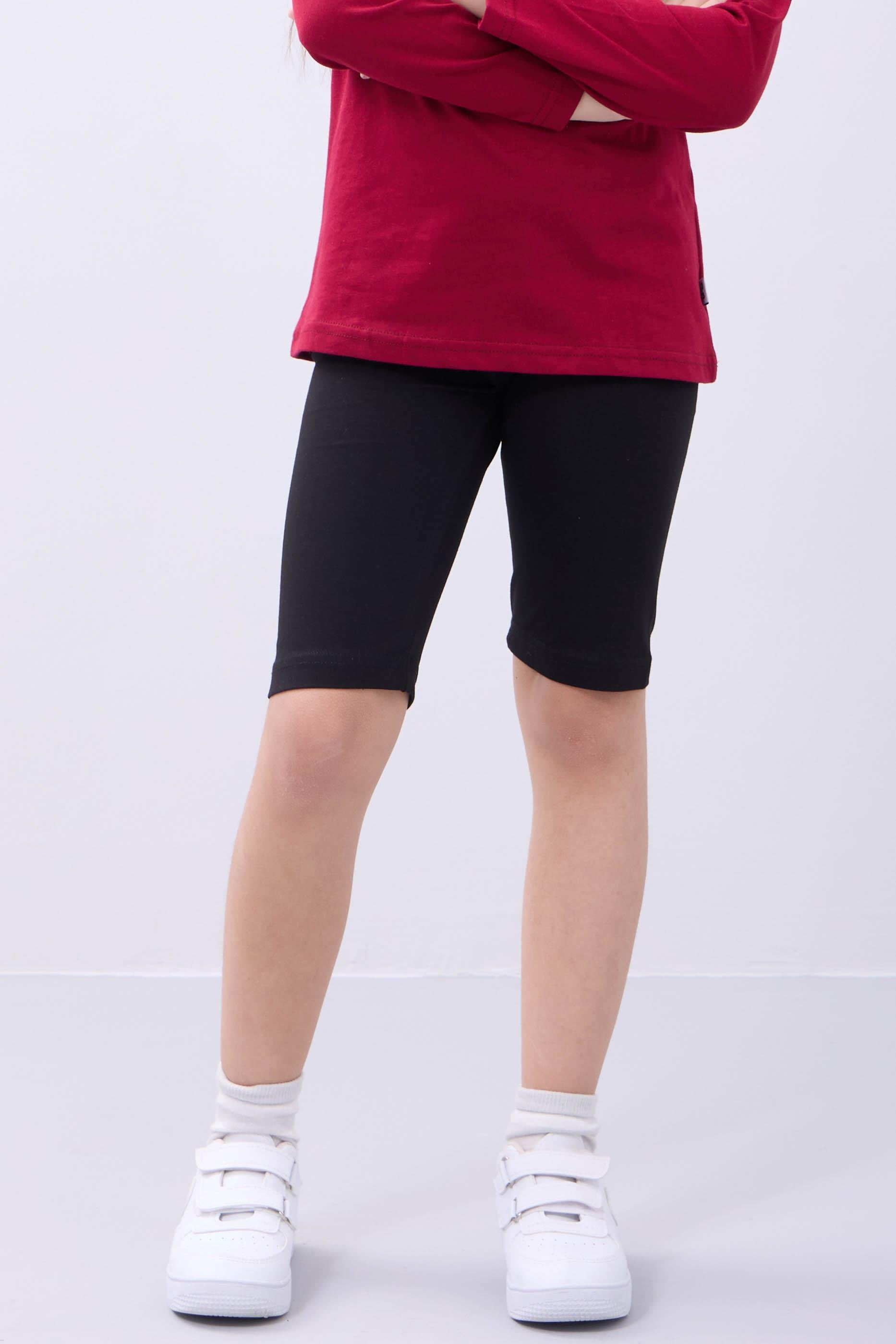 %95 Pamuk 3'lü Kız Çocuk Tayt Takımı Uzun, Kapri ve Şort Model