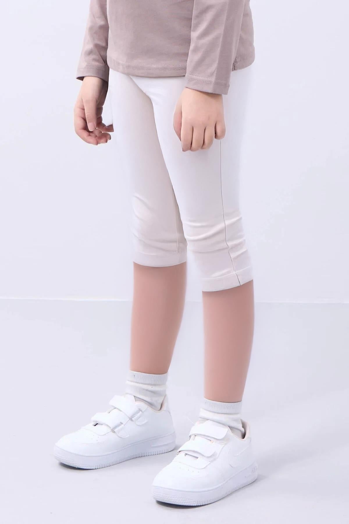 %95 Pamuk 3'lü Kız Çocuk Tayt Takımı Uzun, Kapri ve Şort Model