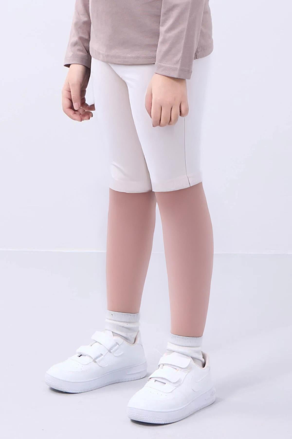 %95 Pamuk 3'lü Kız Çocuk Tayt Takımı Uzun, Kapri ve Şort Model