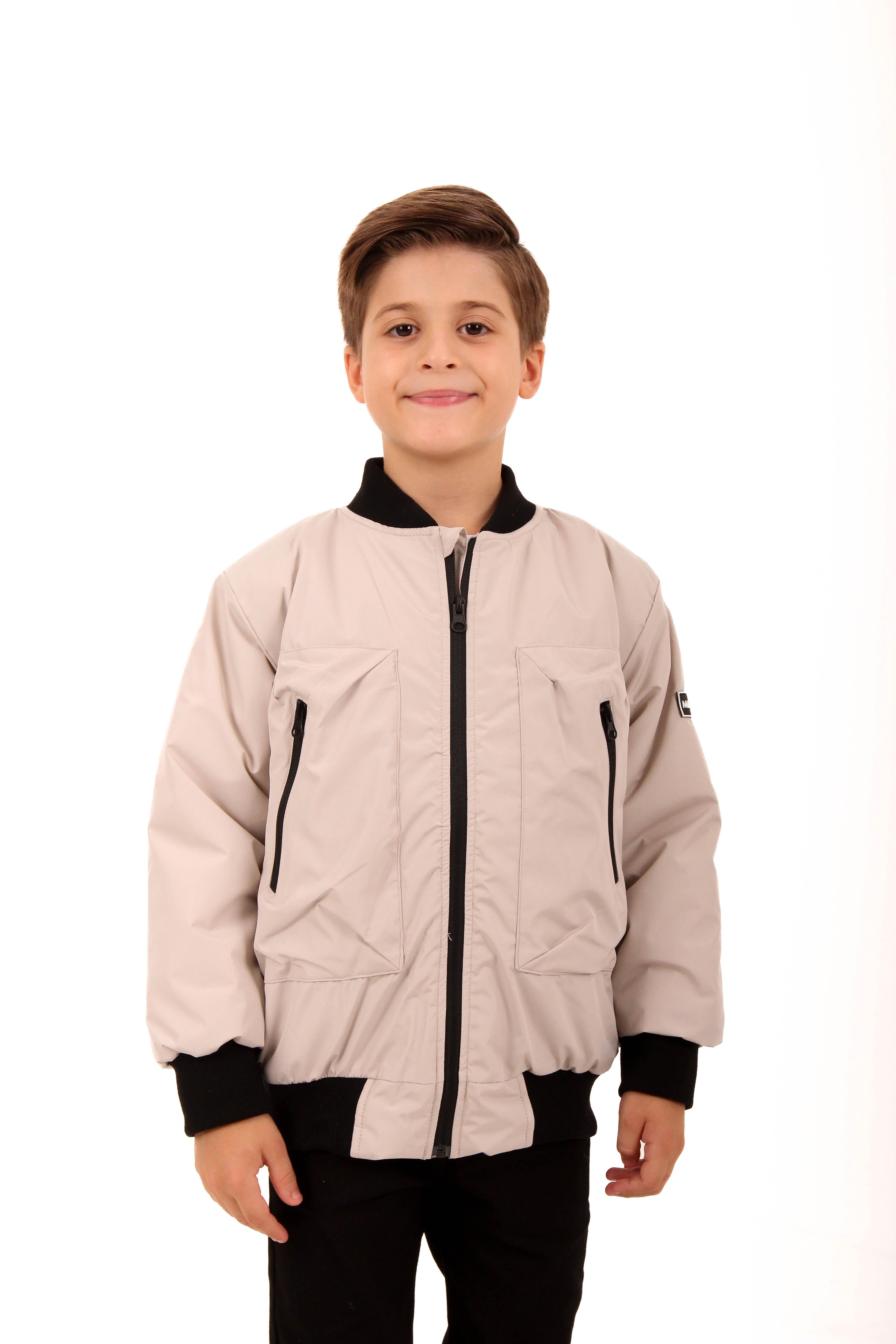 Armalı Erkek Çocuk Bomber Ceket Bej - Perendi