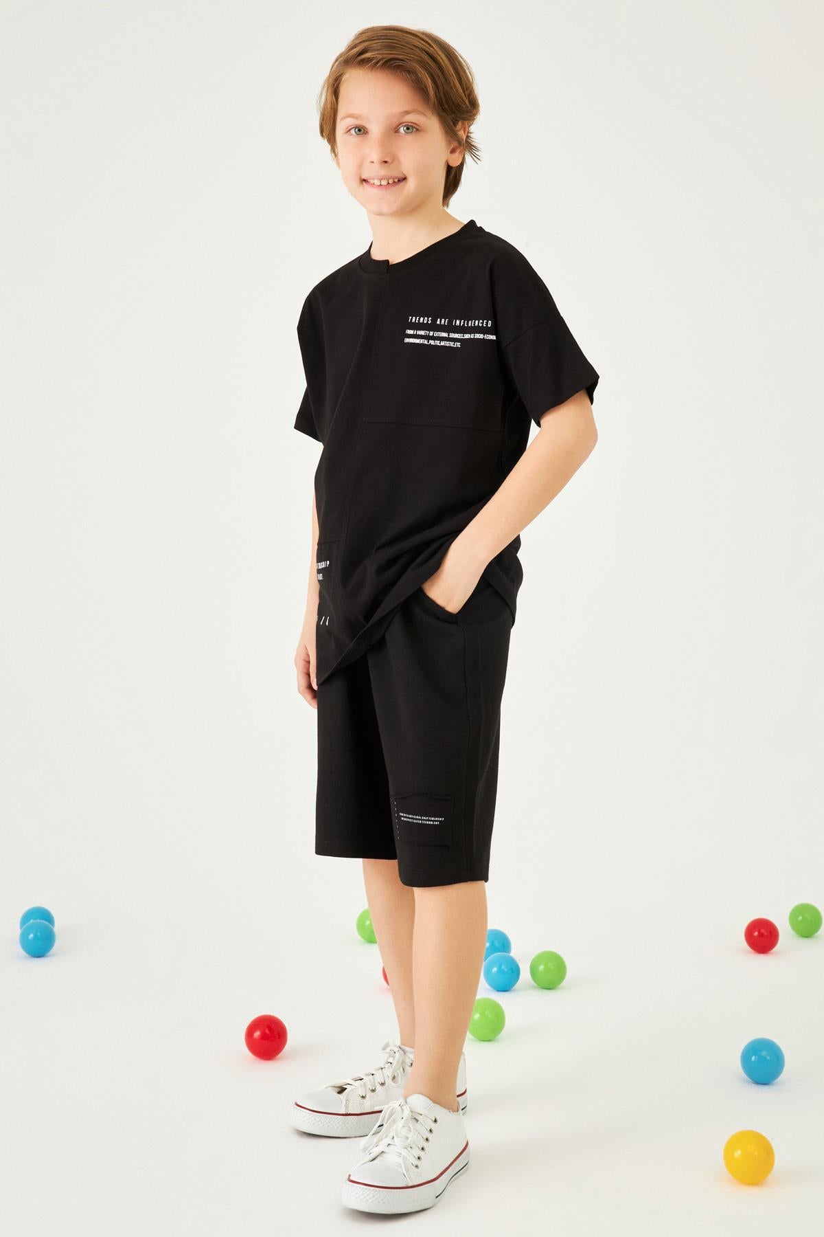 Asimetrik Basic Erkek Çocuk Şortlu Takım