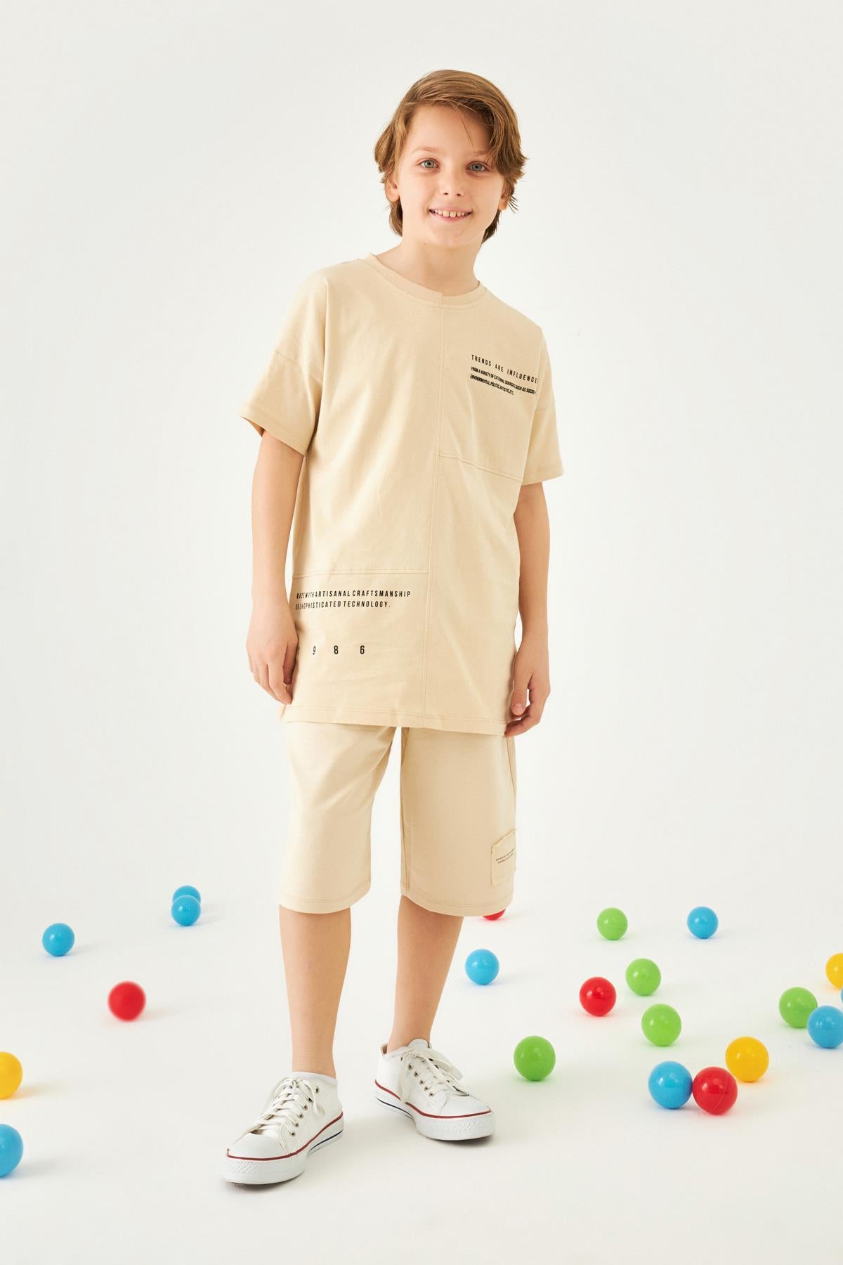 Asimetrik Basic Erkek Çocuk Şortlu Takım