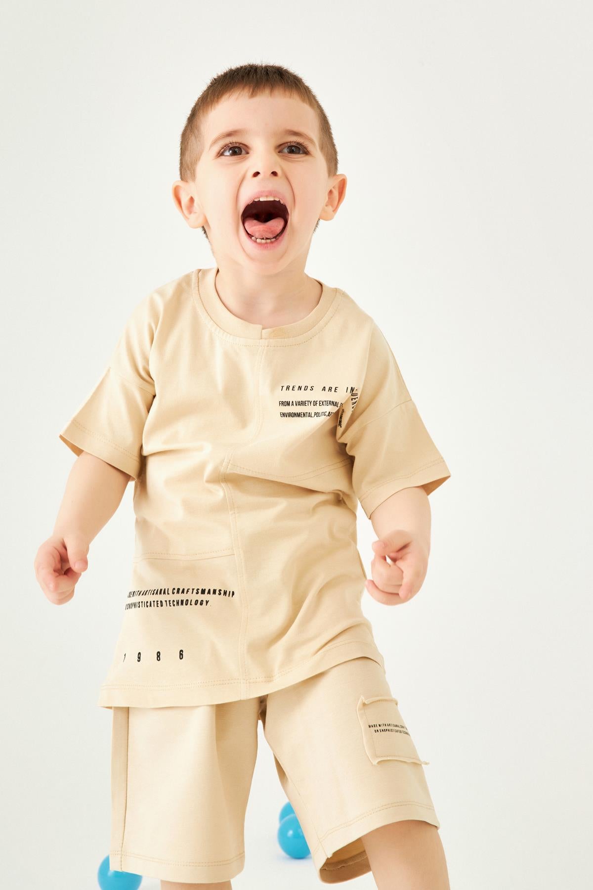 Asimetrik Basic Erkek Çocuk Şortlu Takım