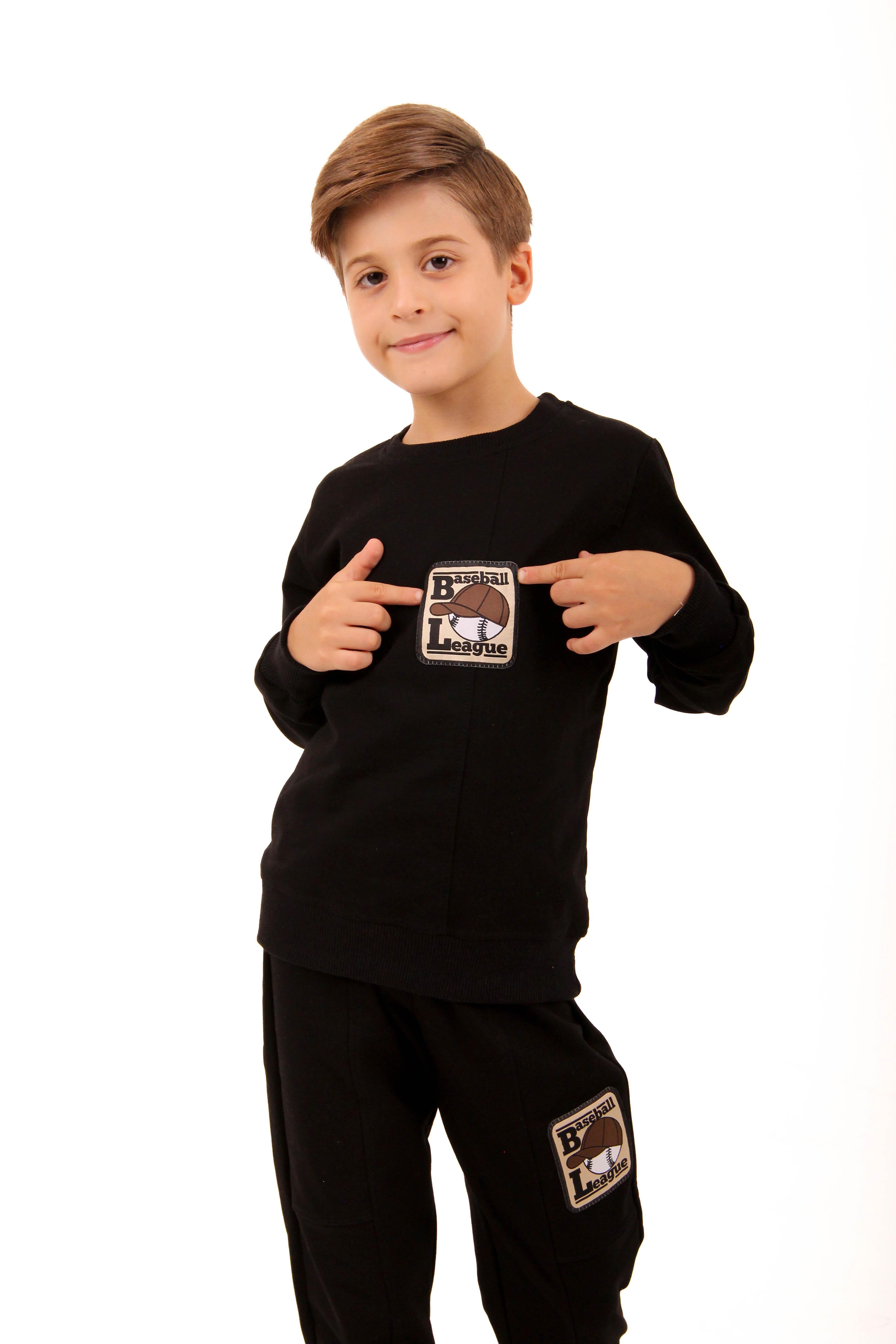 Baseball League Erkek Çocuk Okul Takımı Siyah - Perendi