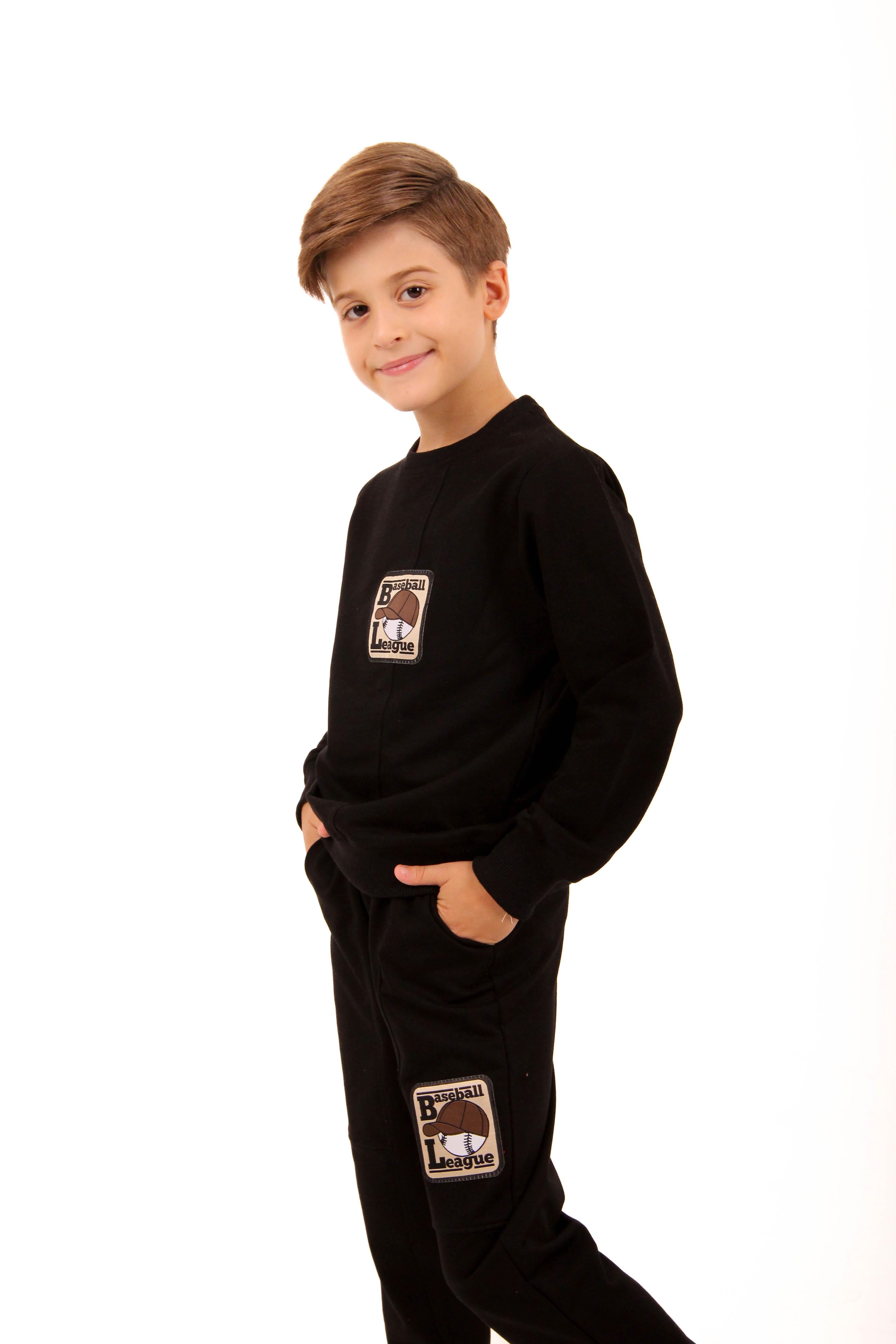Baseball League Erkek Çocuk Okul Takımı Siyah - Perendi