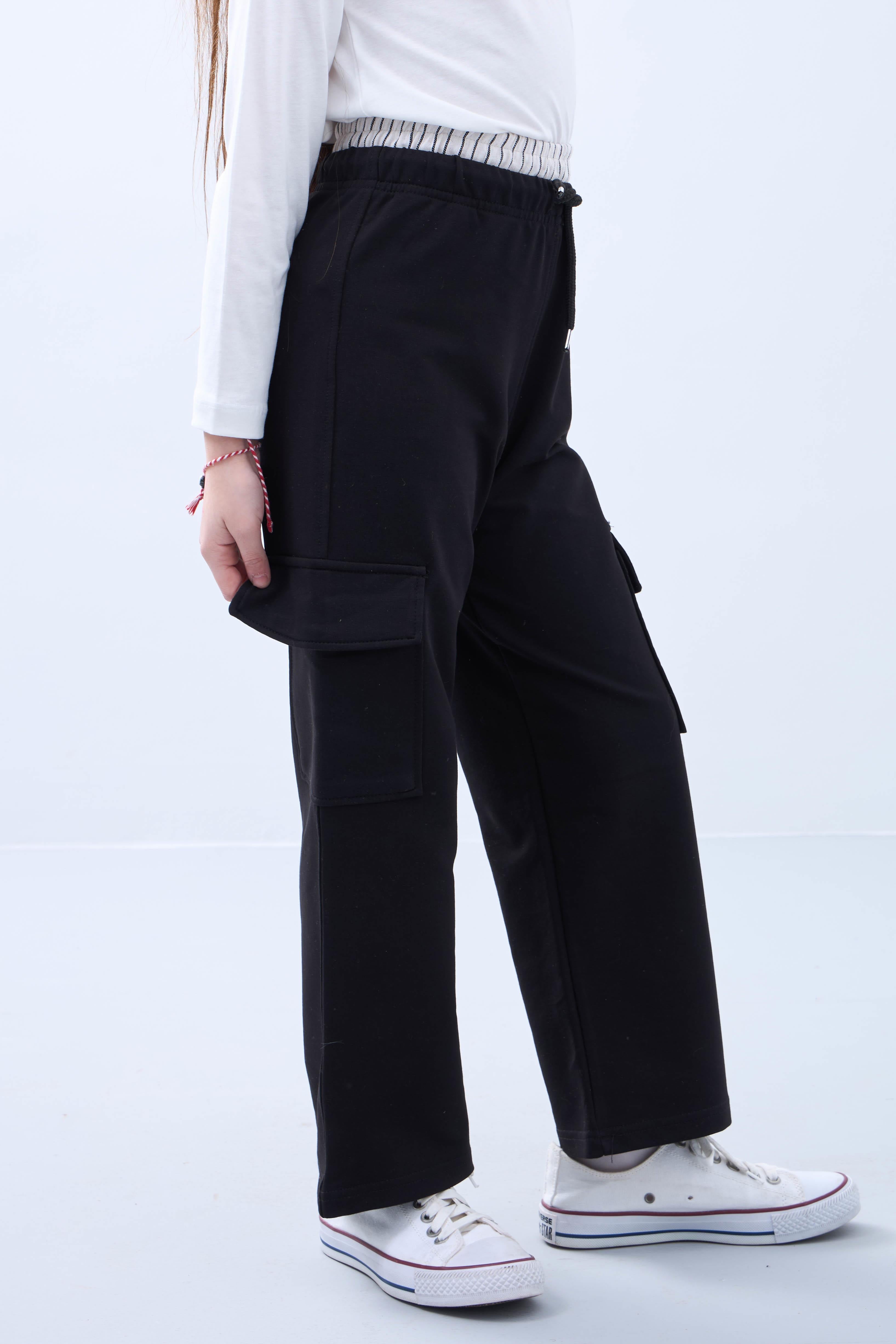 Beli Lastikli Kız Çocuk Kargo Pantolon