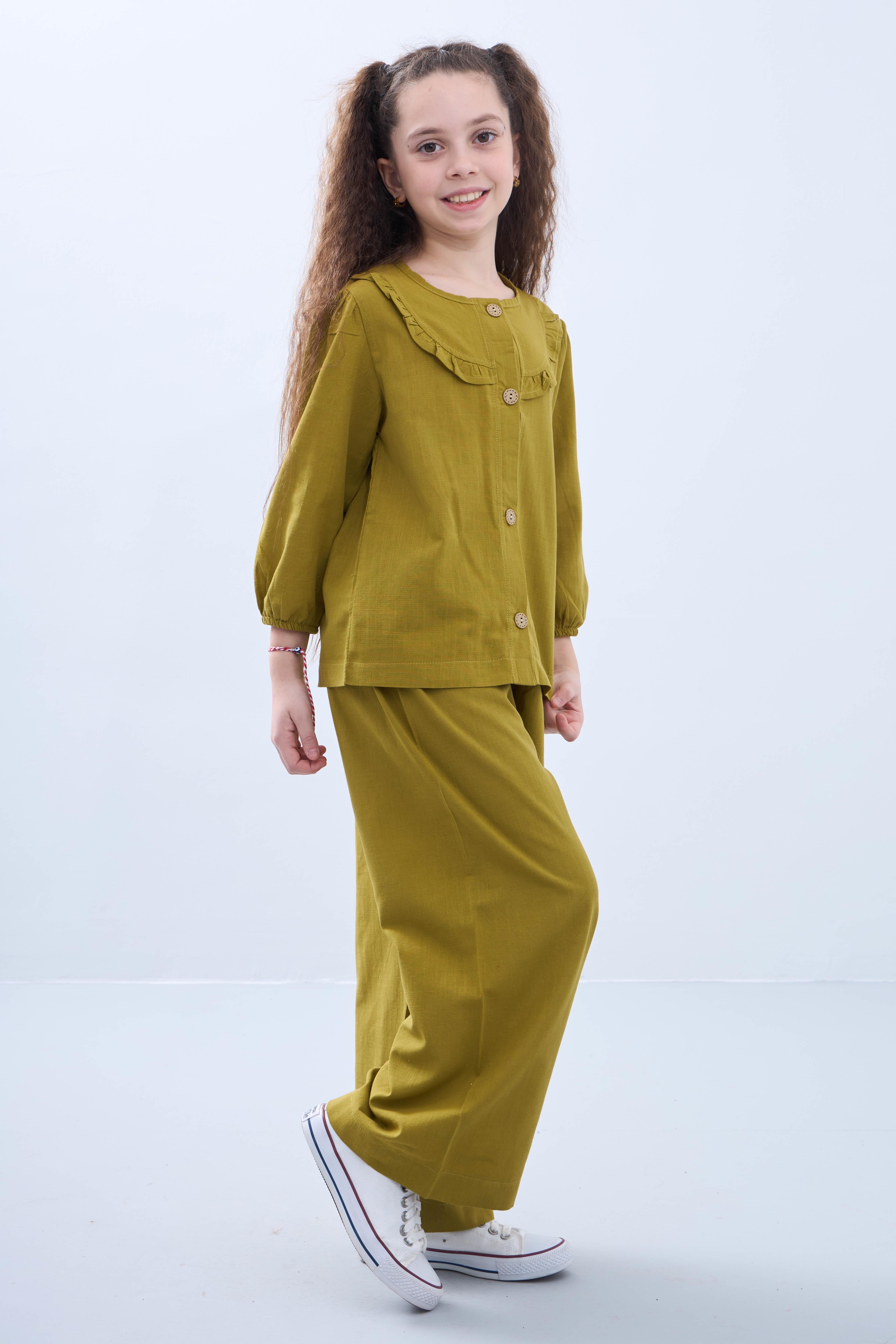 Bol Paça Mevsimlik Kız Çocuk Keten Takım