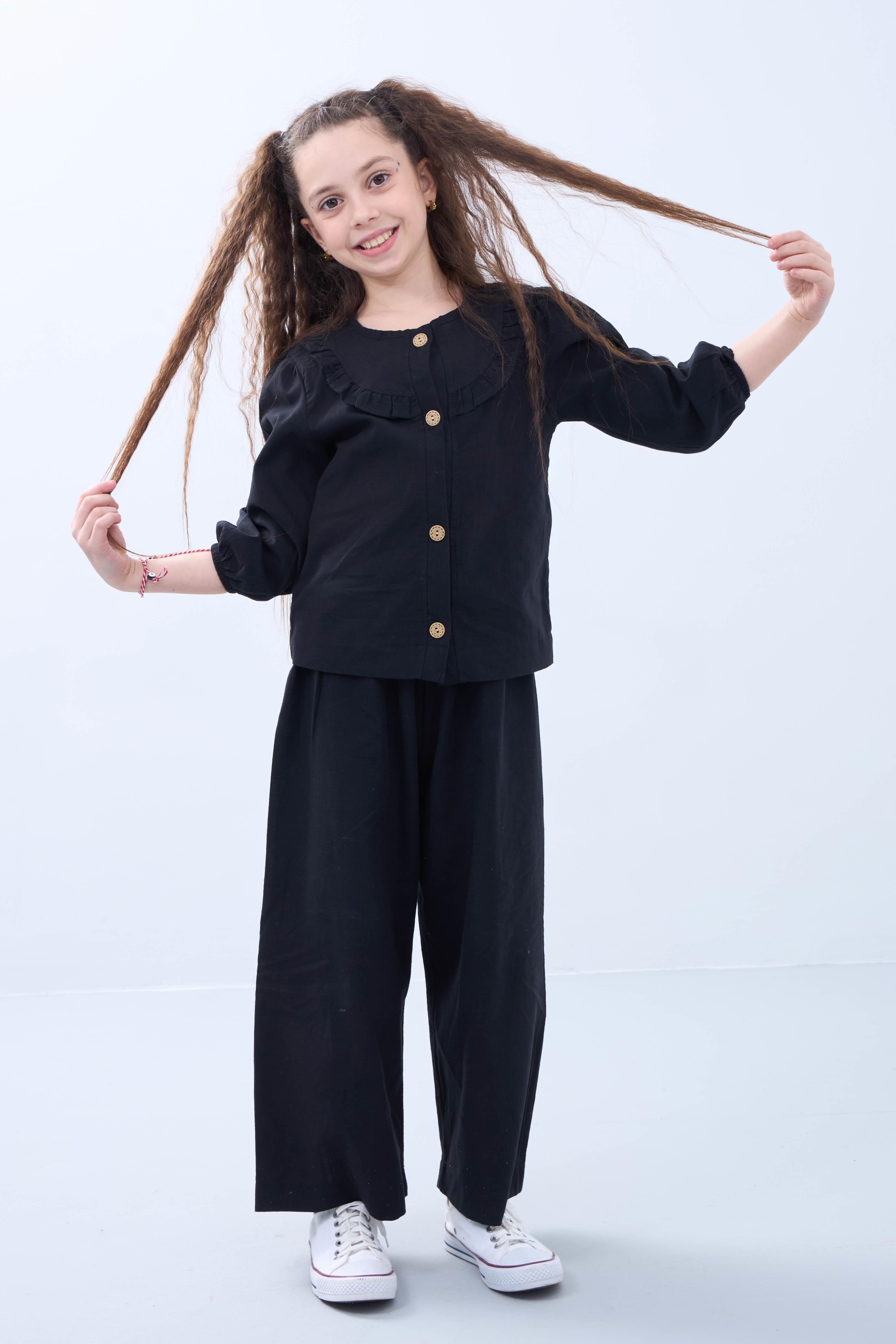 Bol Paça Mevsimlik Kız Çocuk Keten Takım