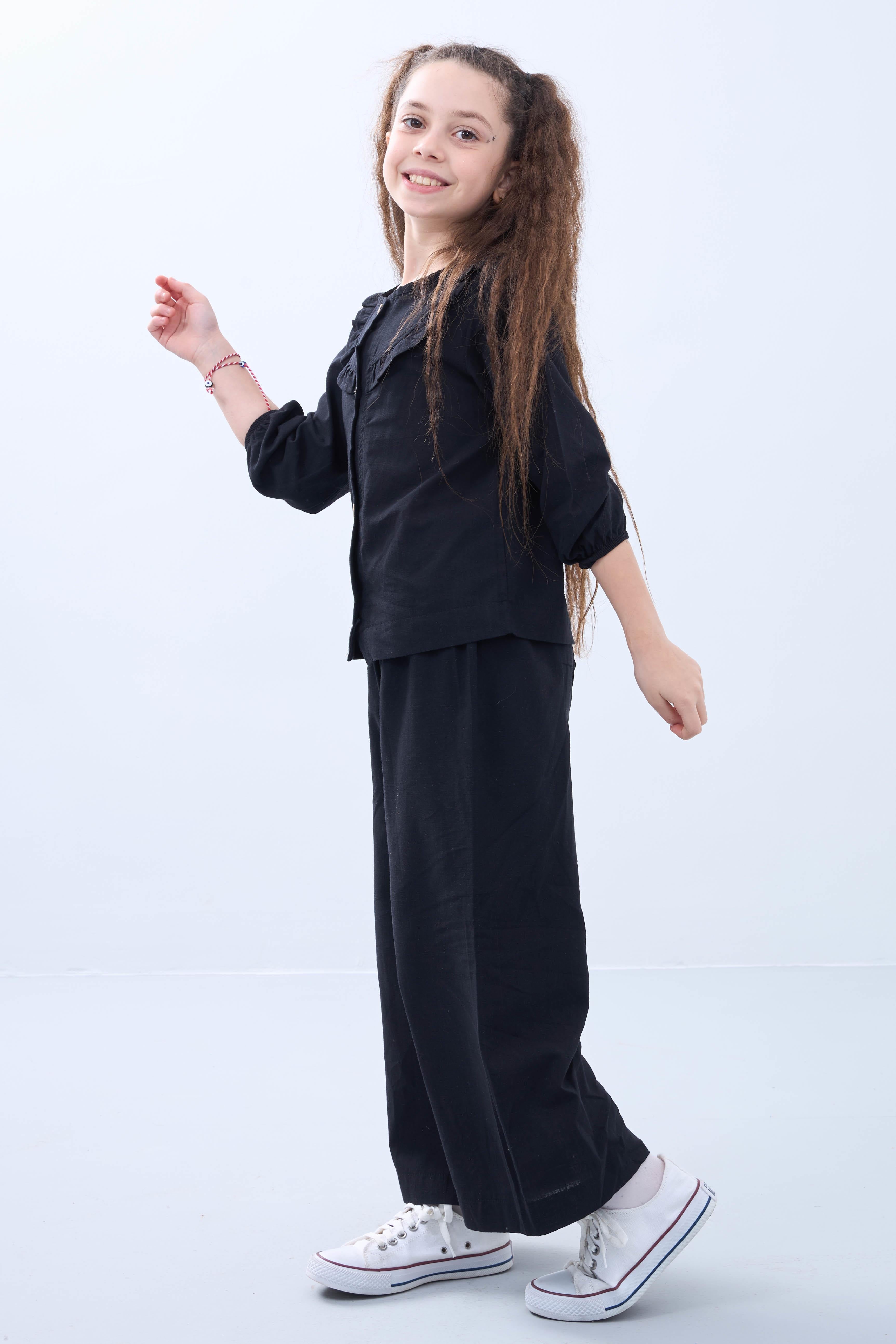 Bol Paça Mevsimlik Kız Çocuk Keten Takım