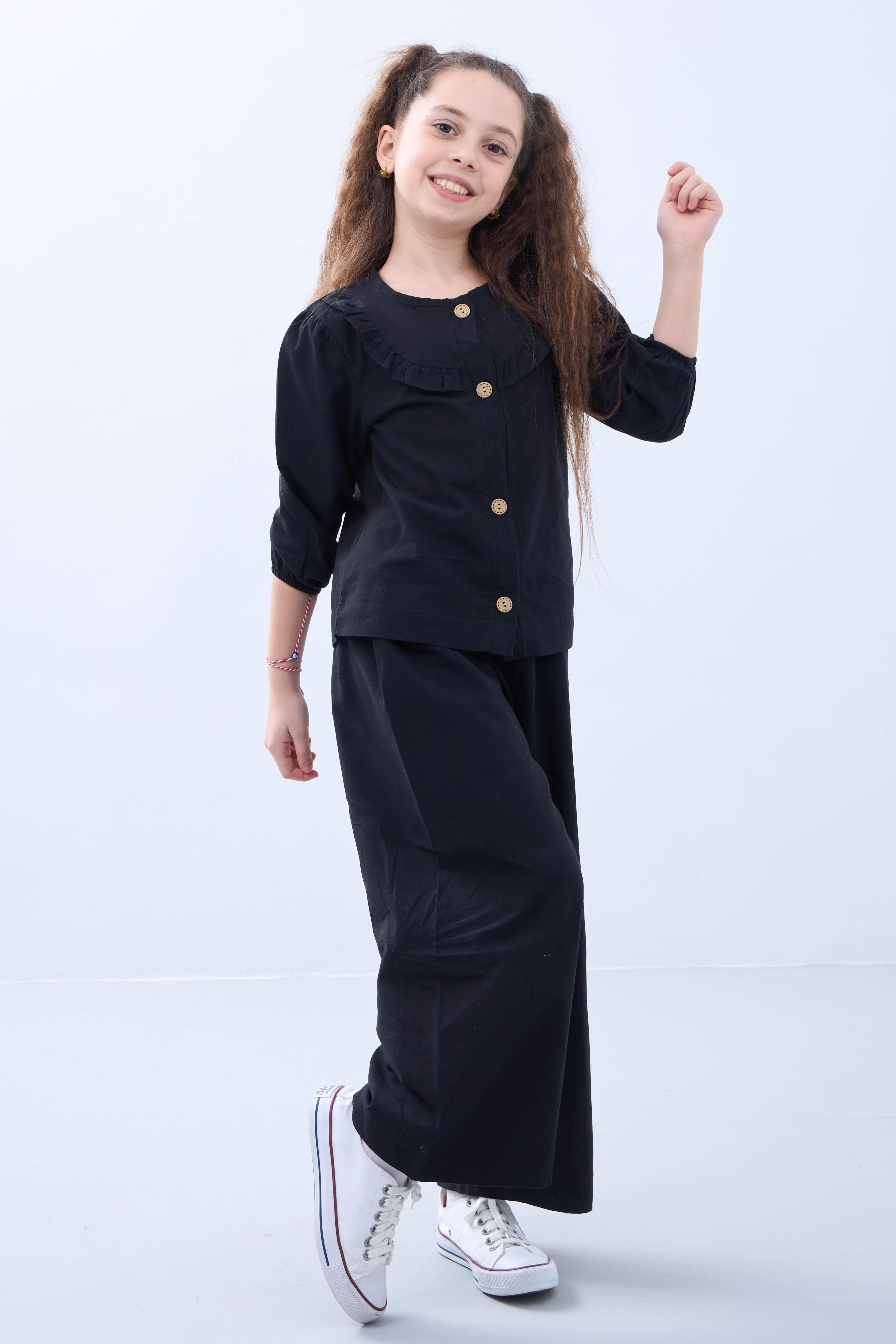 Bol Paça Mevsimlik Kız Çocuk Keten Takım