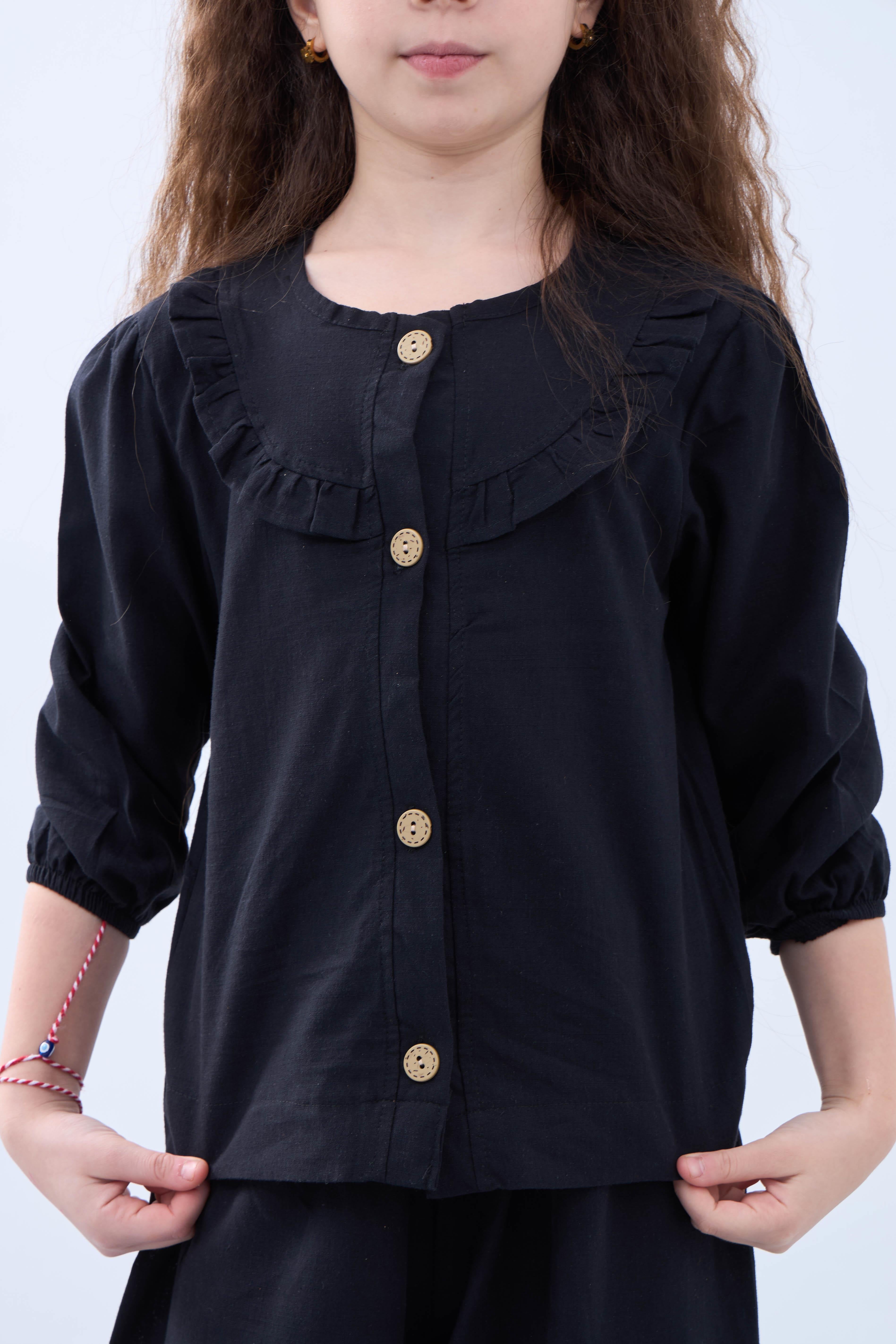 Bol Paça Mevsimlik Kız Çocuk Keten Takım