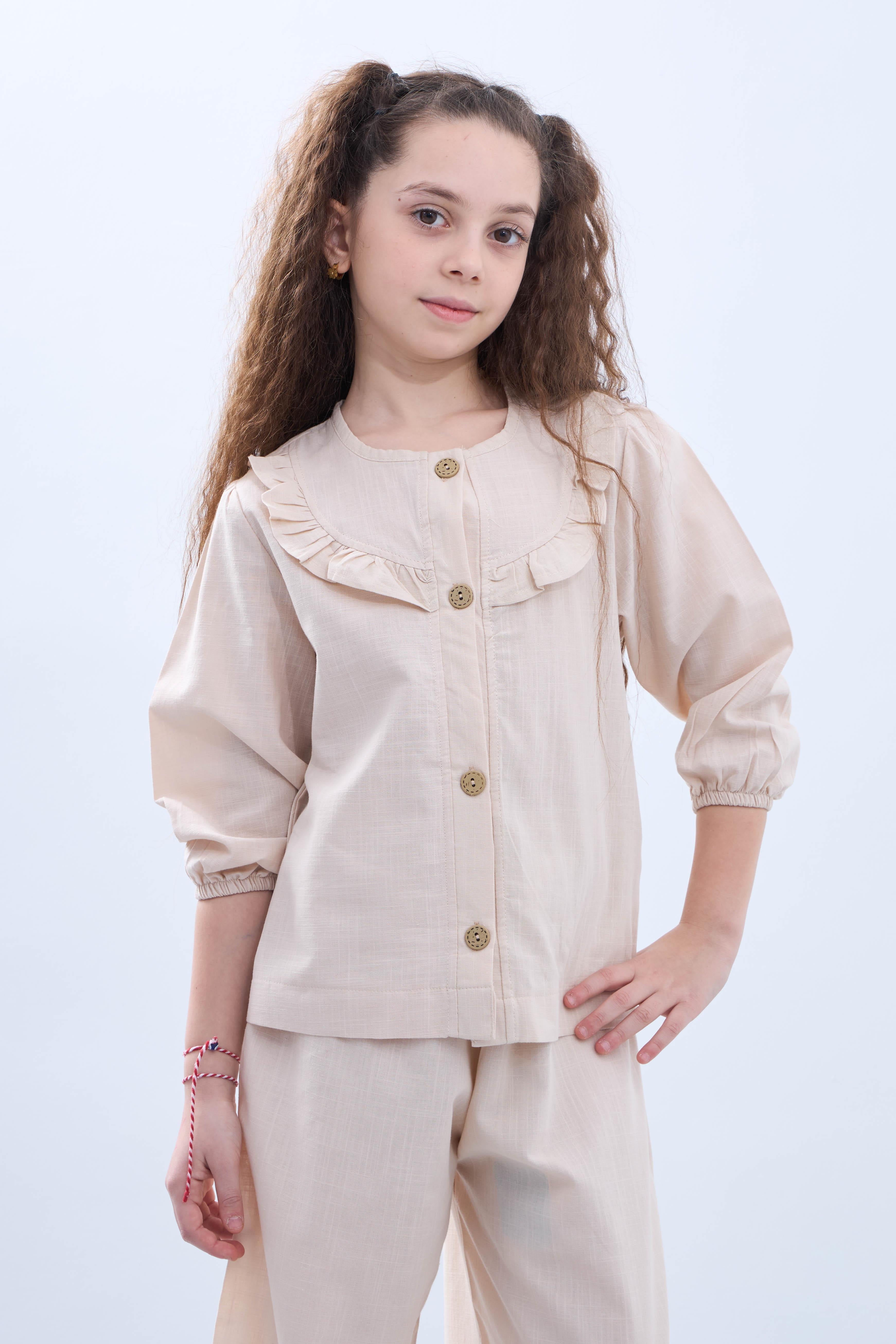 Bol Paça Mevsimlik Kız Çocuk Keten Takım