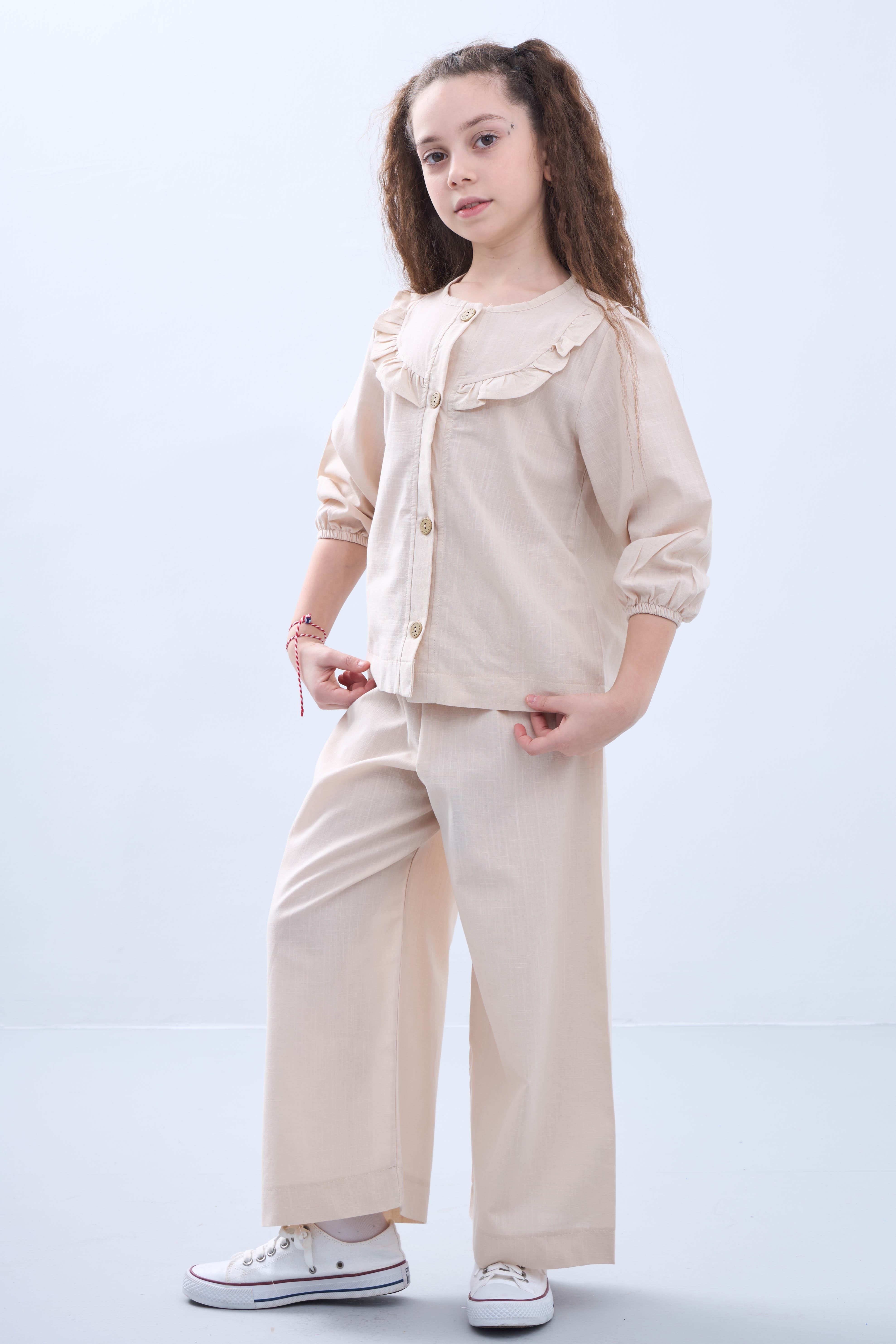 Bol Paça Mevsimlik Kız Çocuk Keten Takım