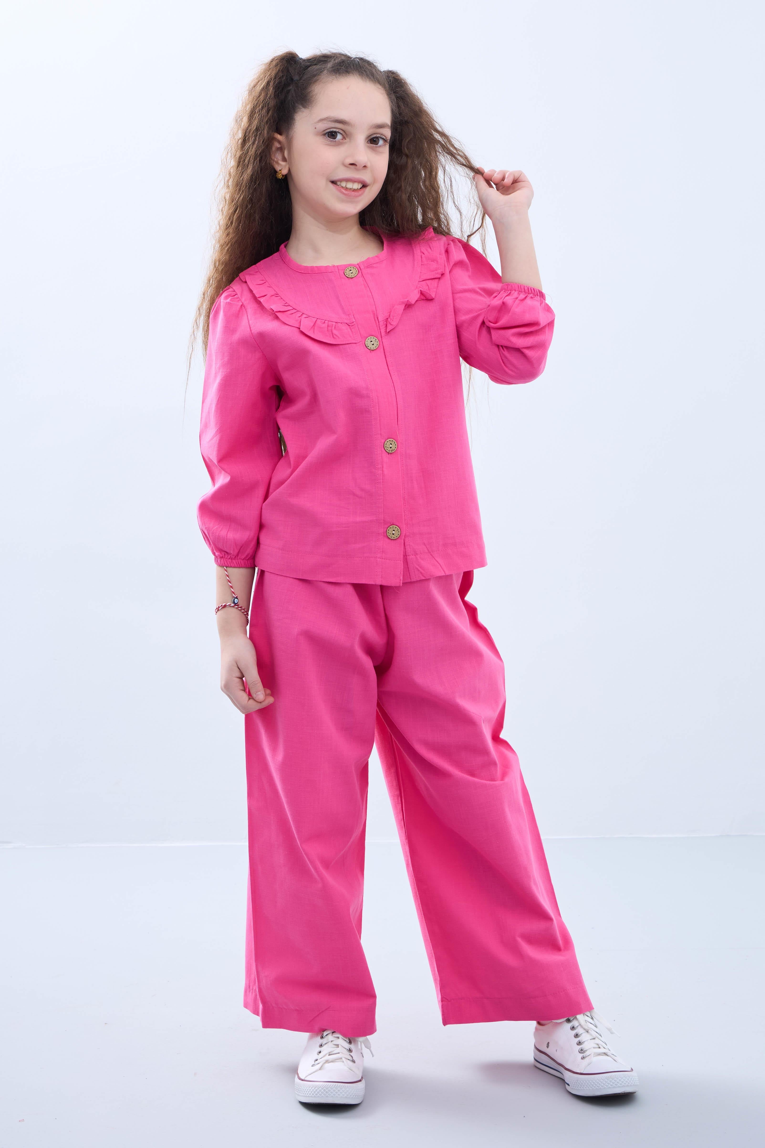 Bol Paça Mevsimlik Kız Çocuk Keten Takım