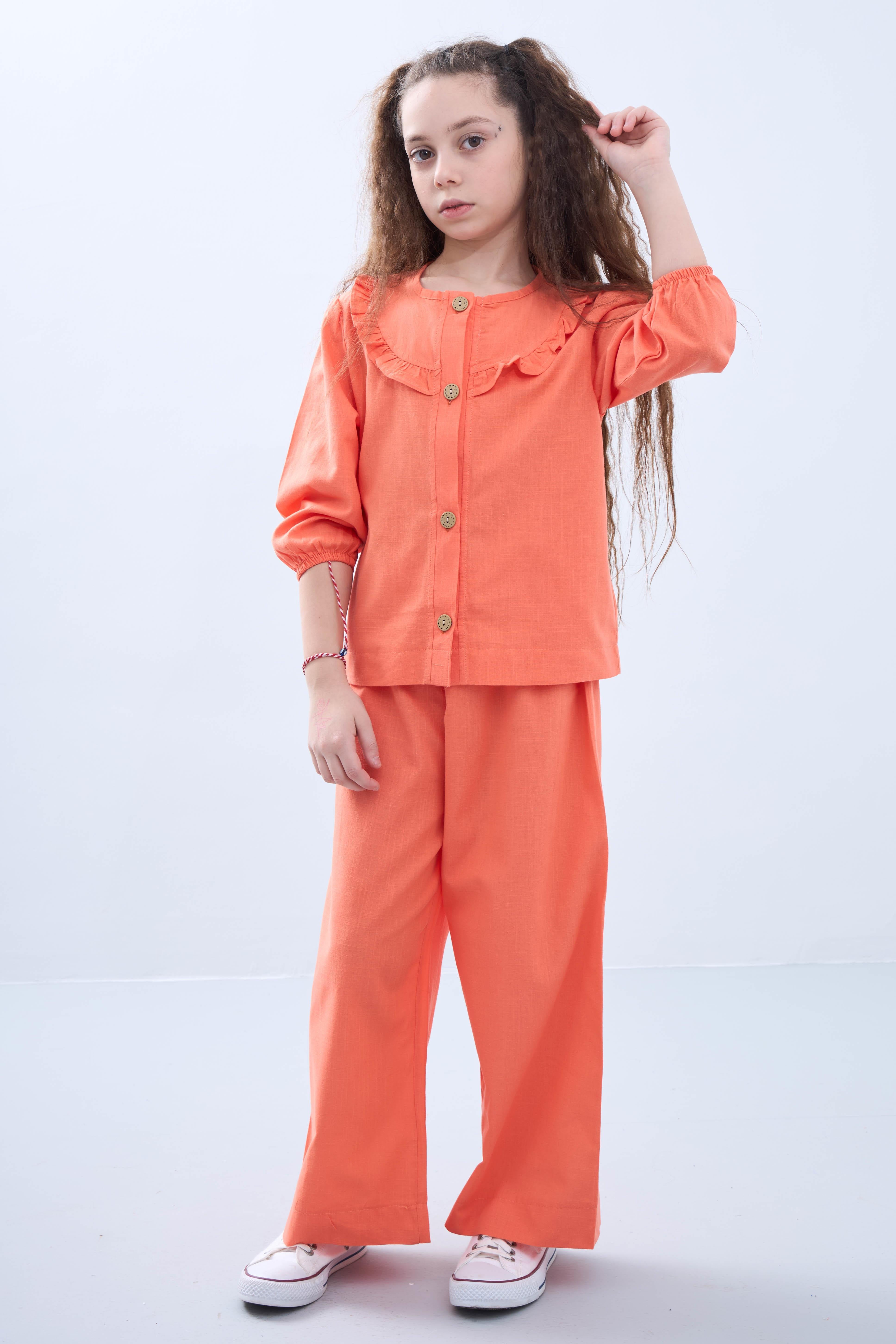 Bol Paça Mevsimlik Kız Çocuk Keten Takım