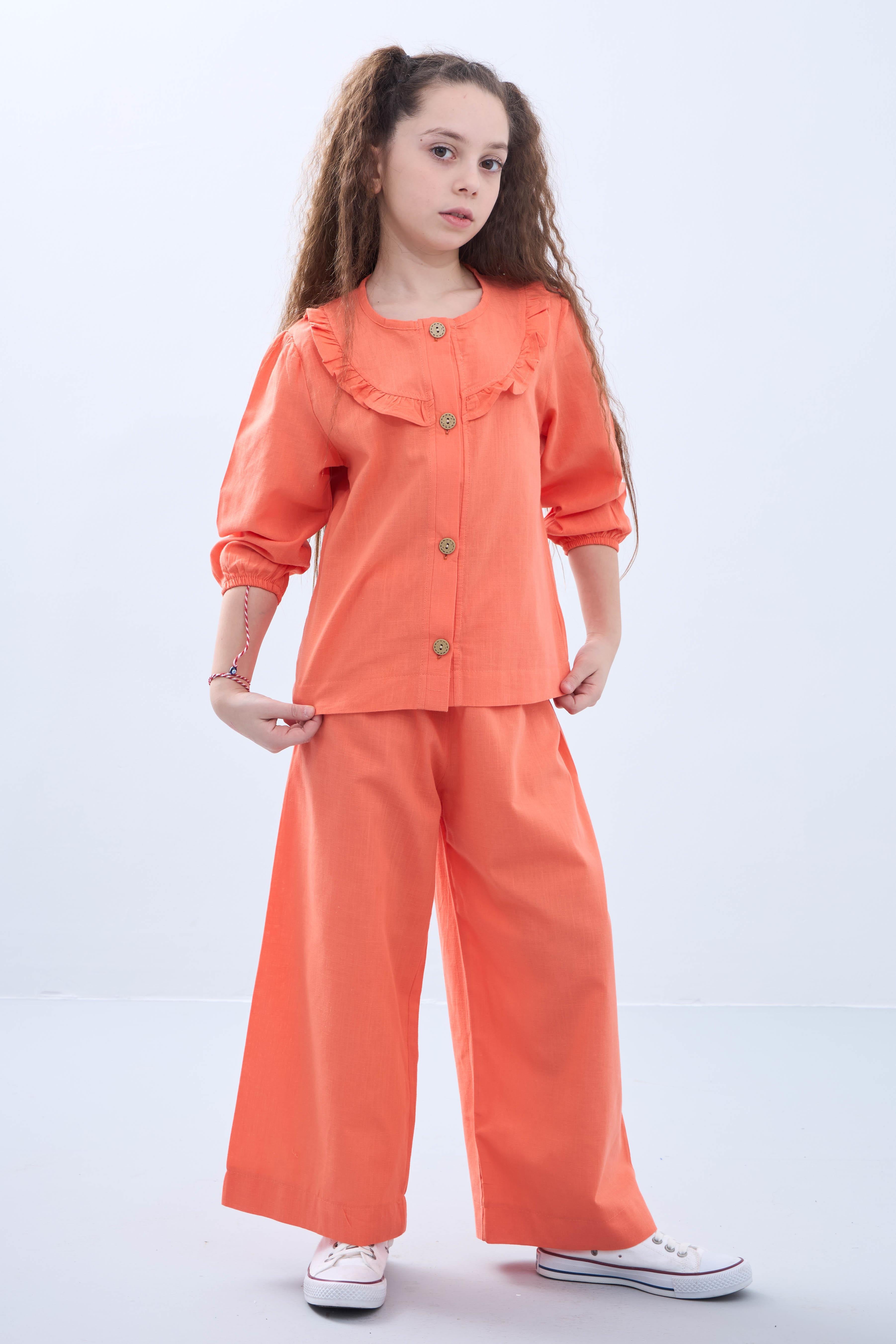 Bol Paça Mevsimlik Kız Çocuk Keten Takım