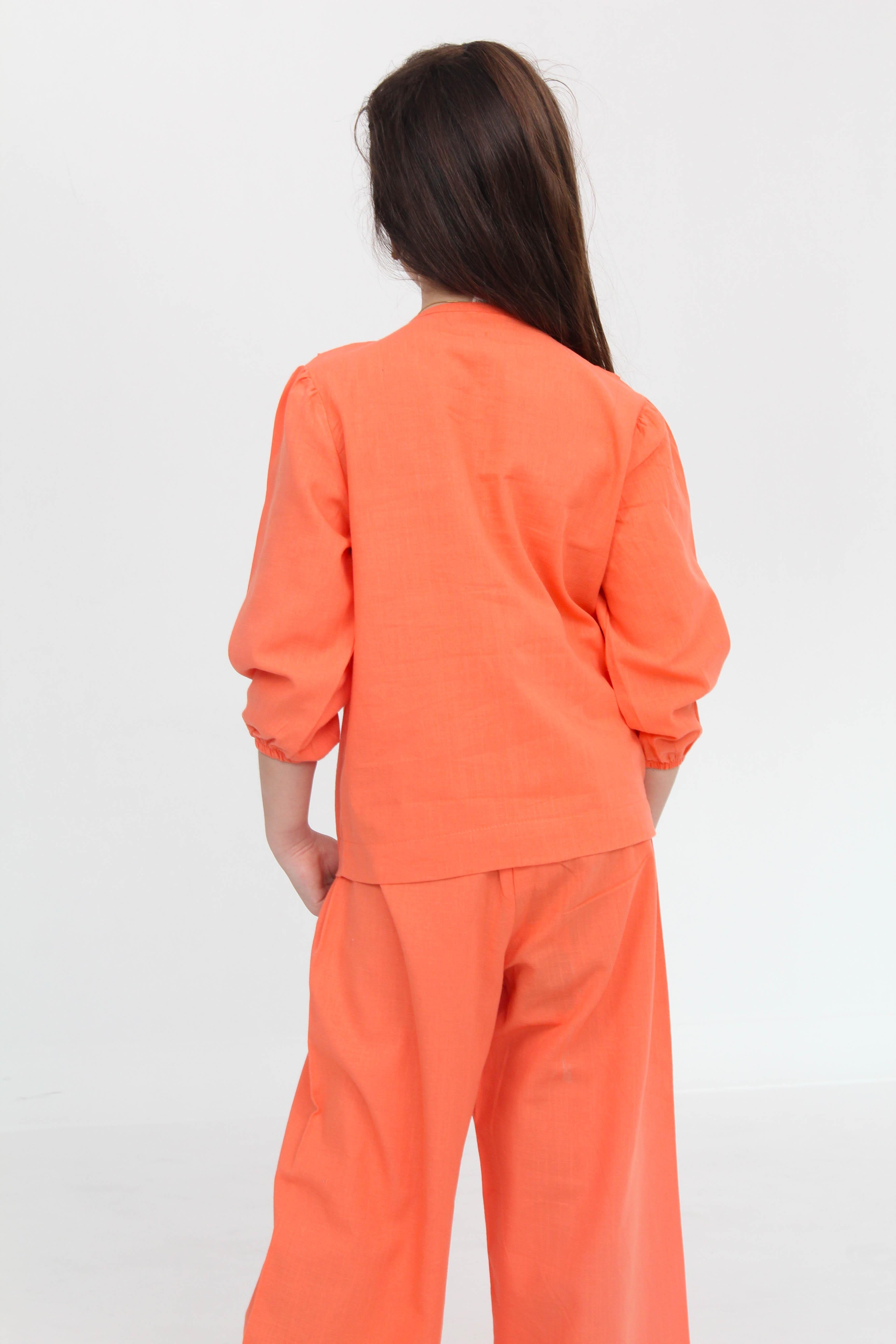 Bol Paça Mevsimlik Kız Çocuk Keten Takım