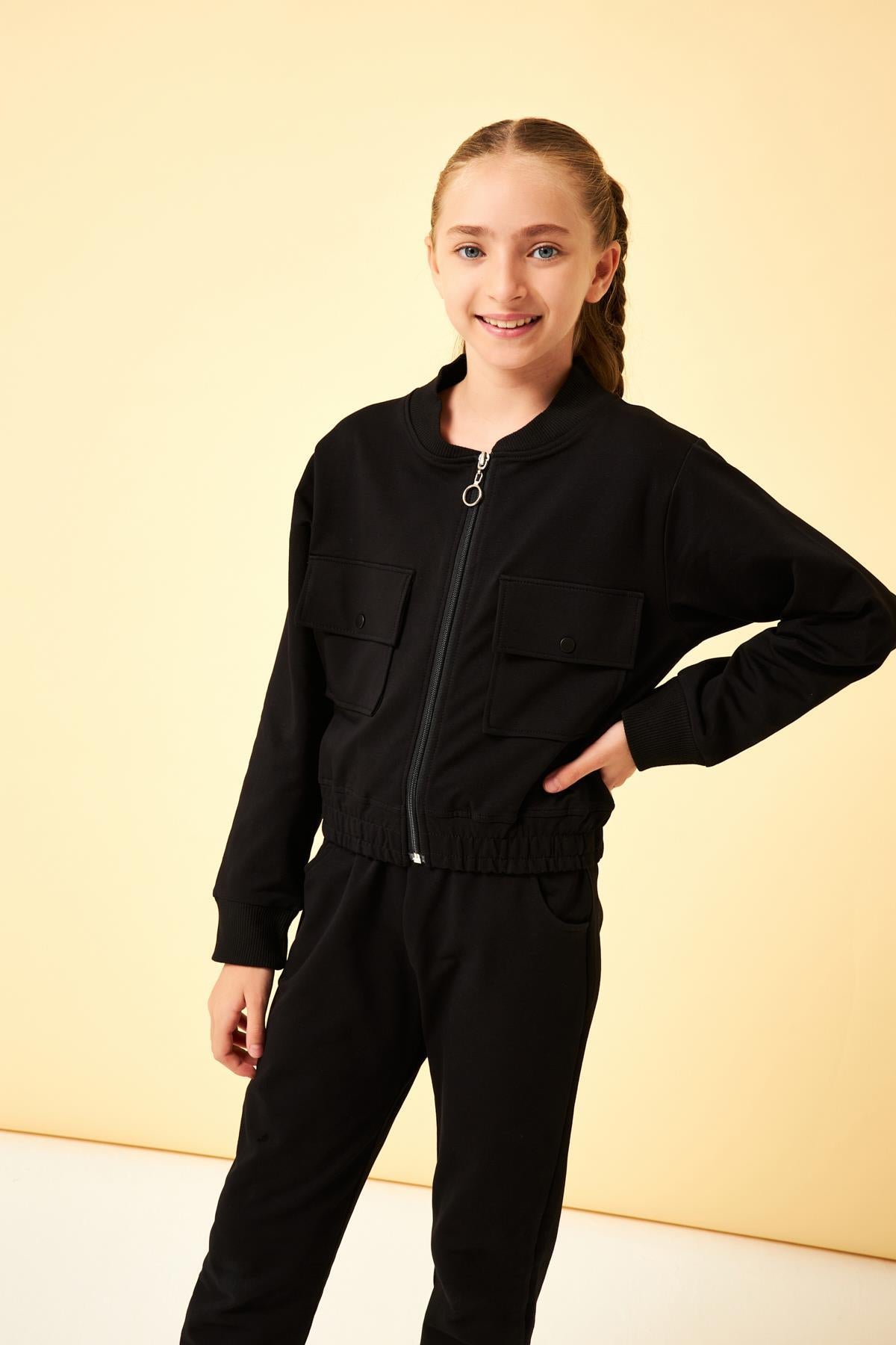 Cep Detaylı Mevsimlik Kız Çocuk Okul Takımı