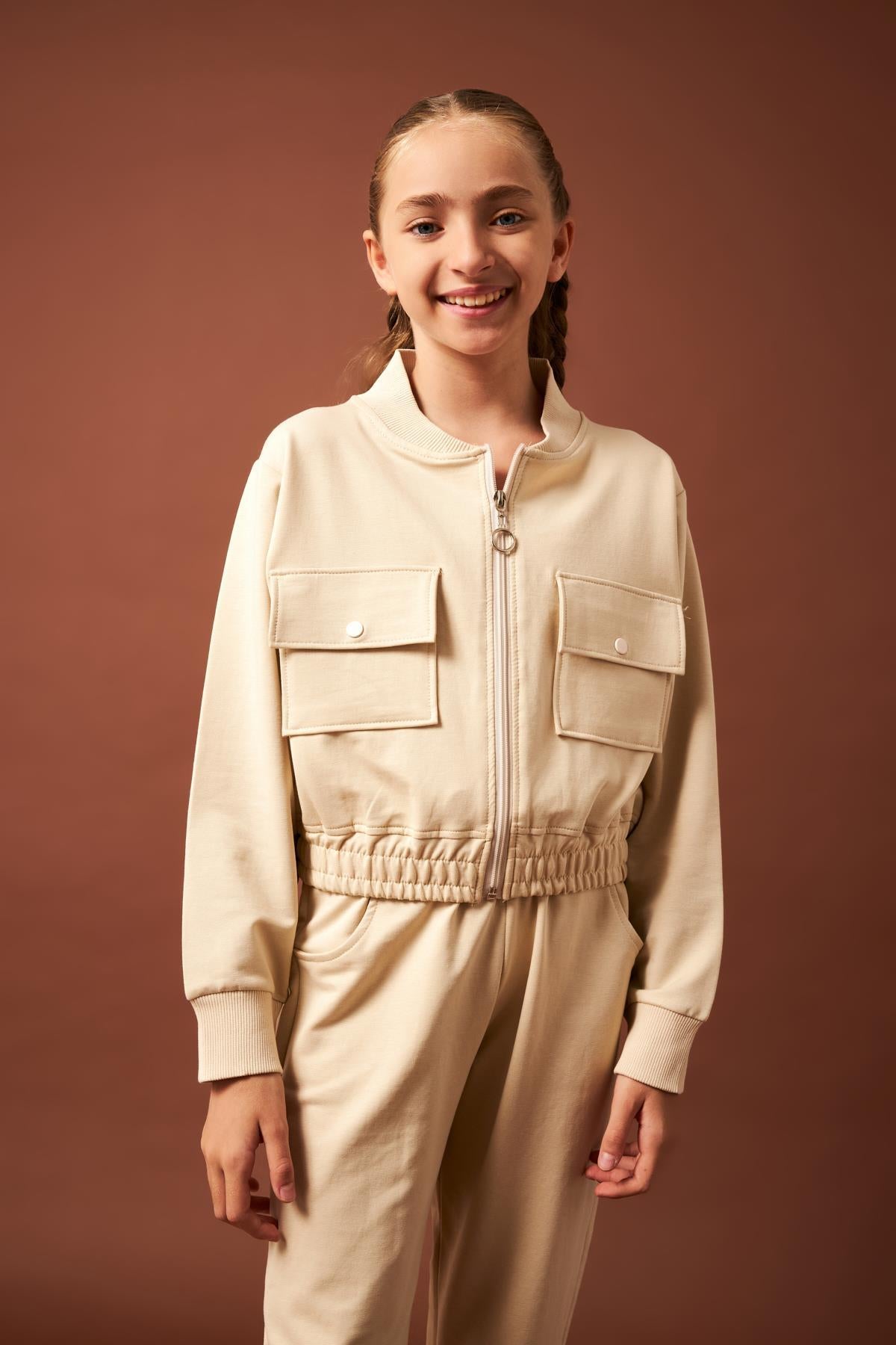 Cep Detaylı Mevsimlik Kız Çocuk Okul Takımı