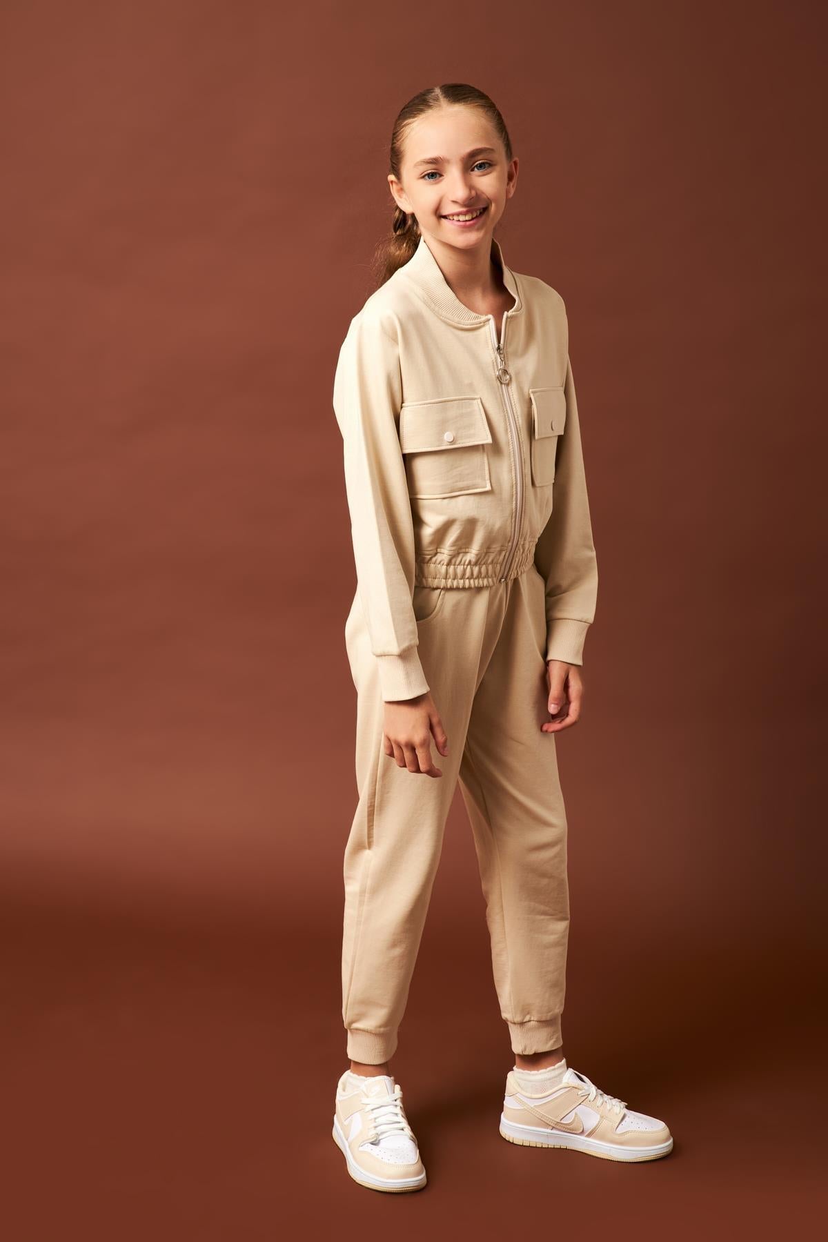 Cep Detaylı Mevsimlik Kız Çocuk Okul Takımı