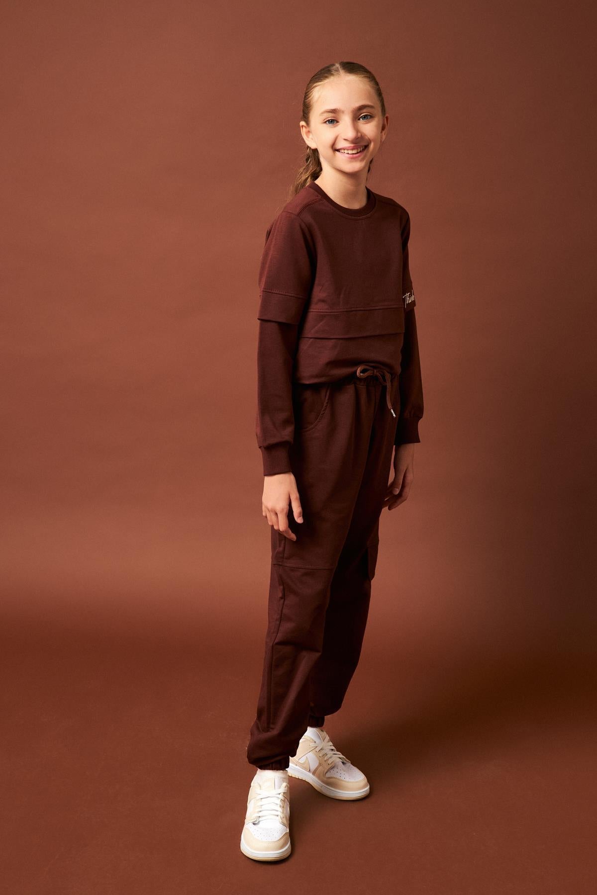 Cep Kapağı Detaylı Kız Çocuk Eşofman Altı