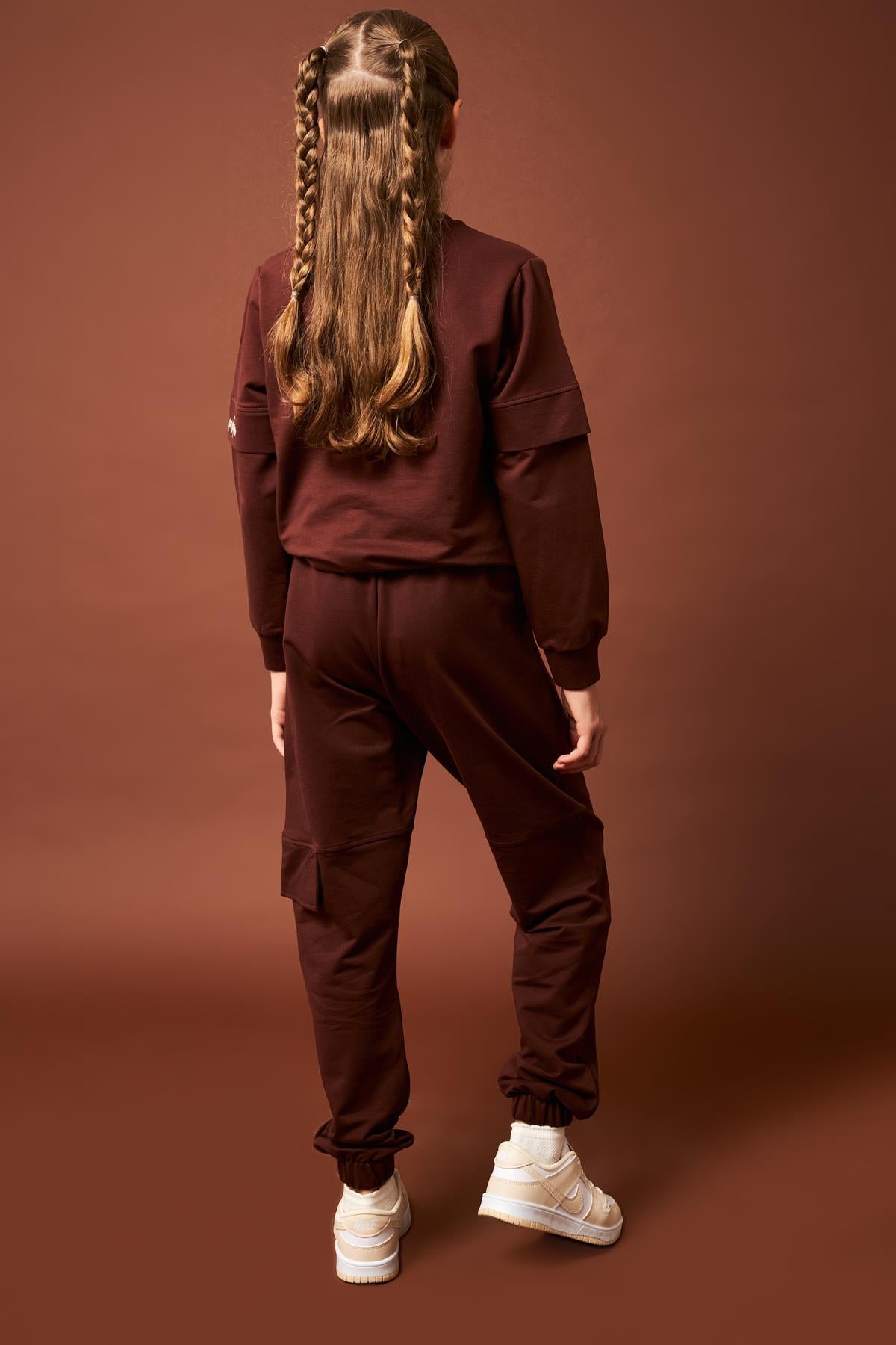 Cep Kapağı Detaylı Kız Çocuk Eşofman Altı