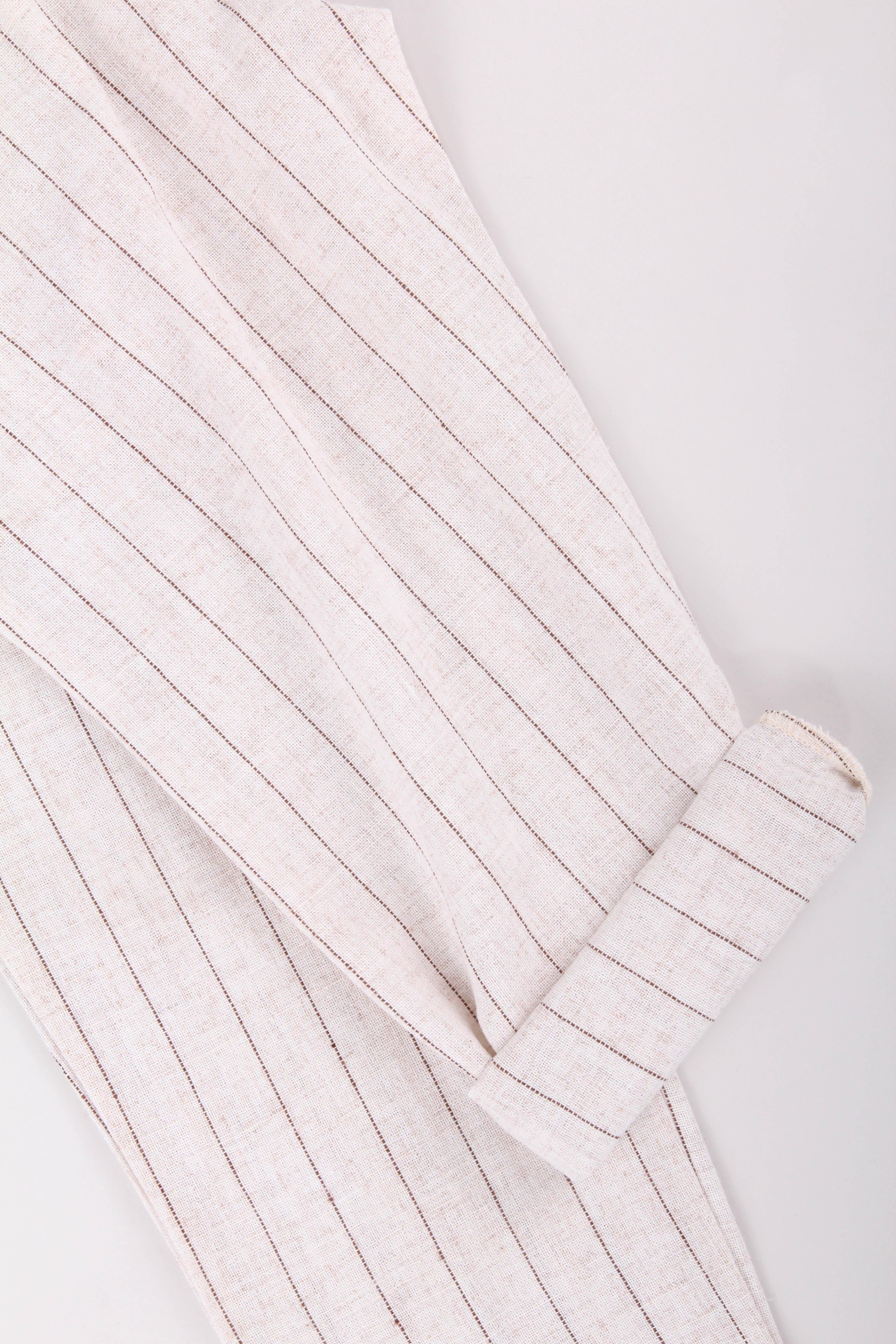 Cepli Kız ve Erkek Çocuk Keten Çizgili Pantolon