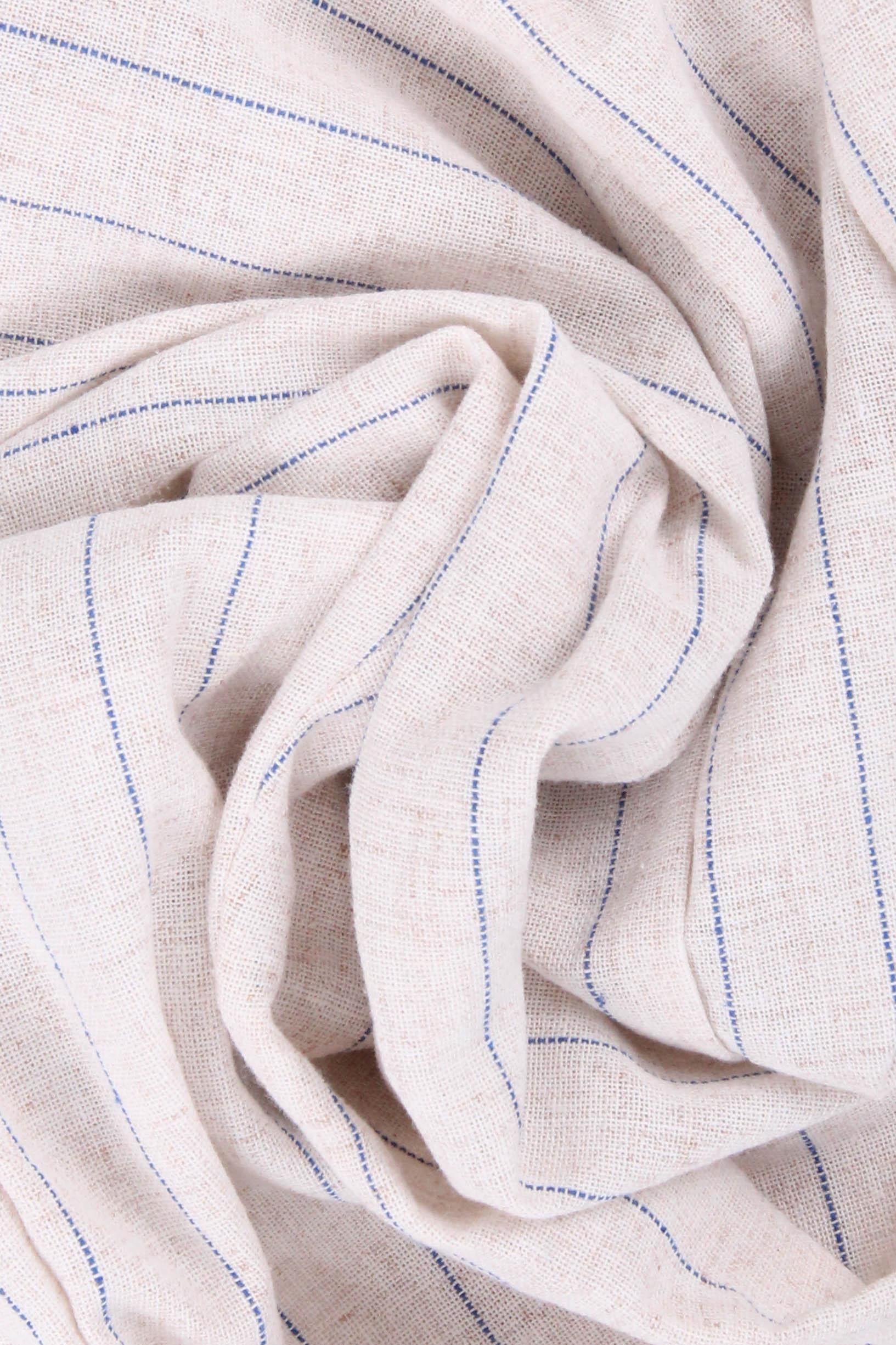 Cepli Kız ve Erkek Çocuk Keten Pantolon Mavi Çizgili - Perendi