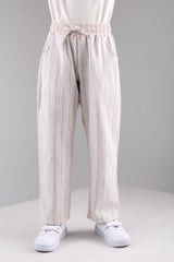 Girls and Boys Linen Trousers with Pockets Black Stripes