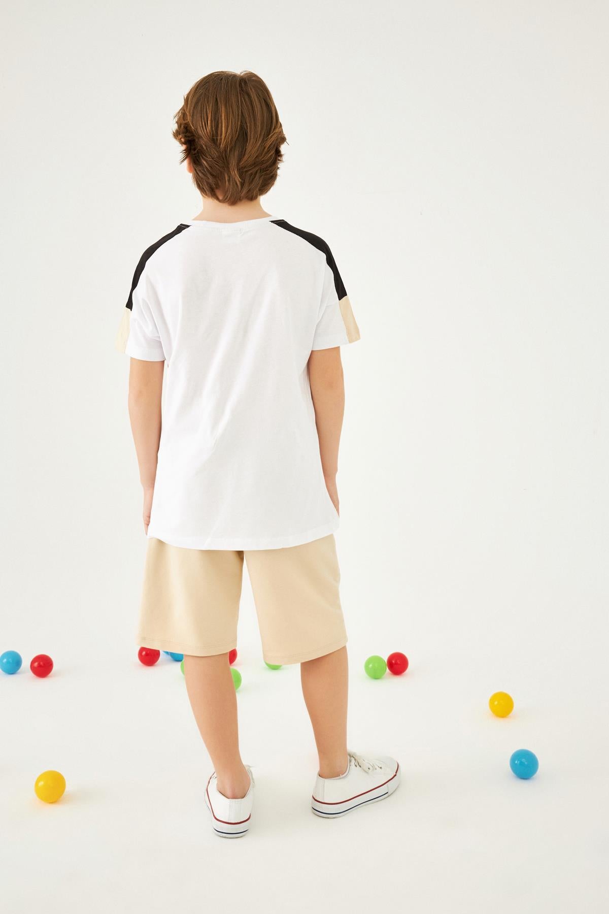 Choices Baskılı Kol Garnili Erkek Çocuk Şortlu Takım