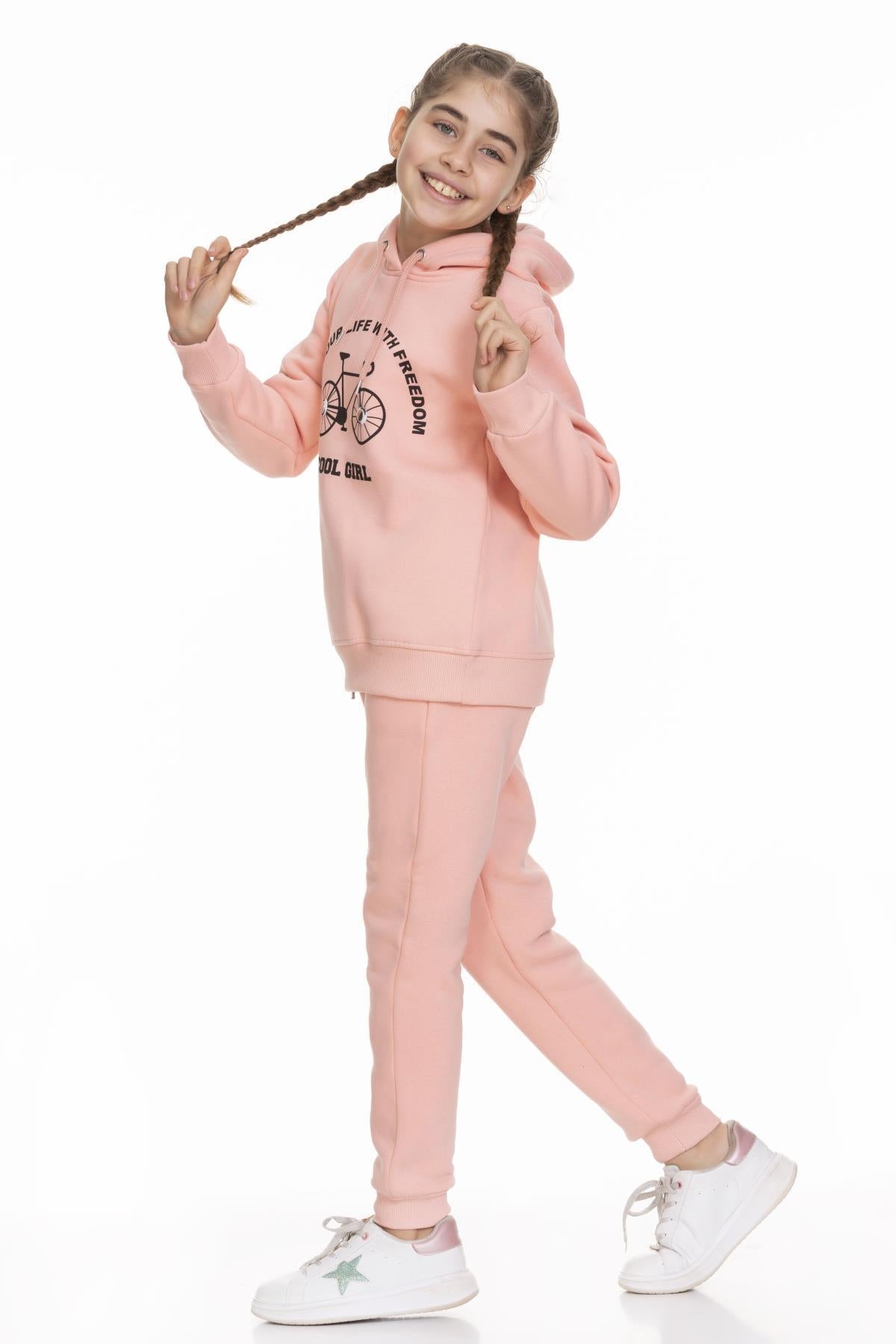Cool Girl Baskılı İçi Polarlı Kız Çocuk Takım