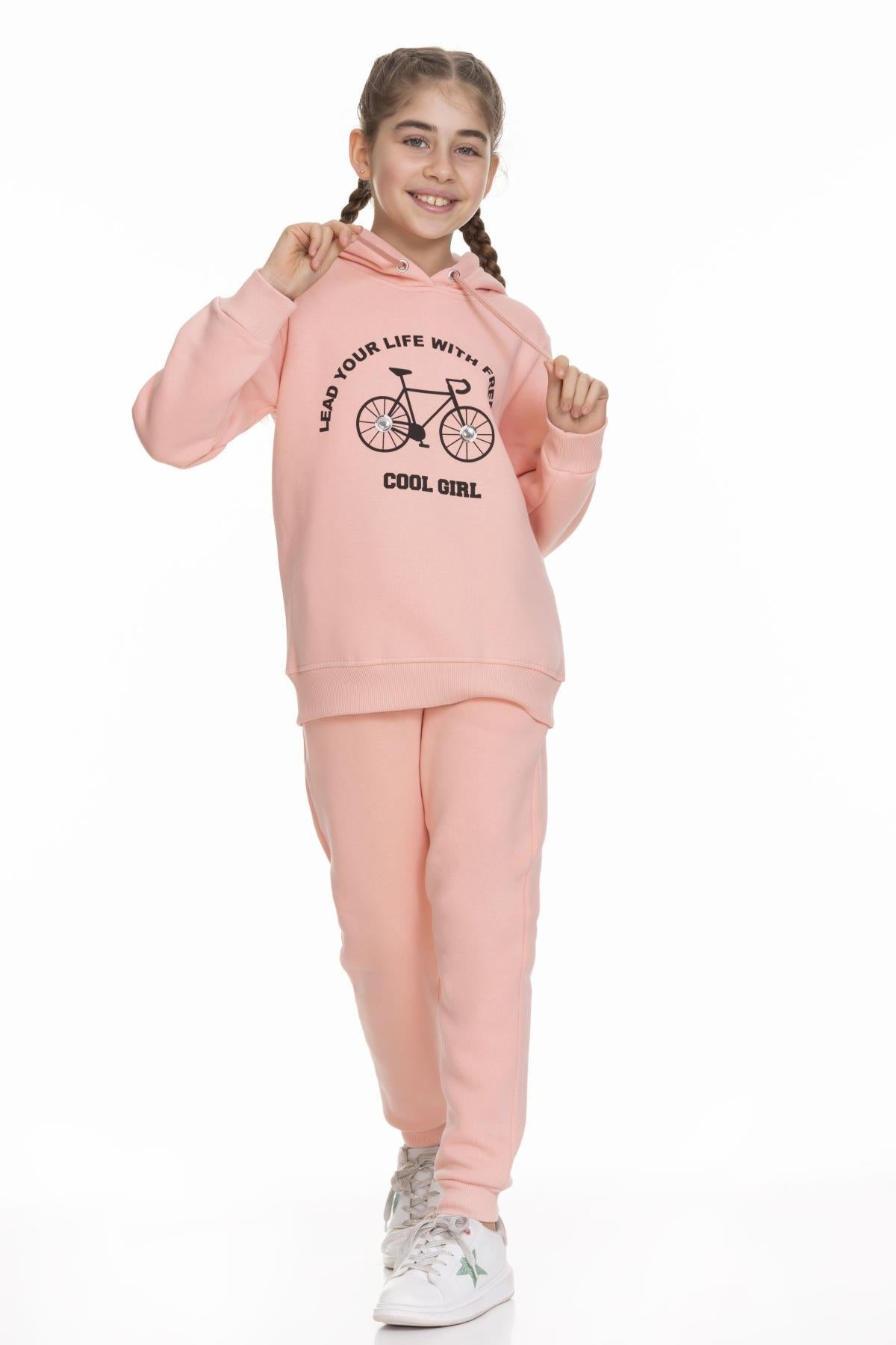 Cool Girl Baskılı İçi Polarlı Kız Çocuk Takım
