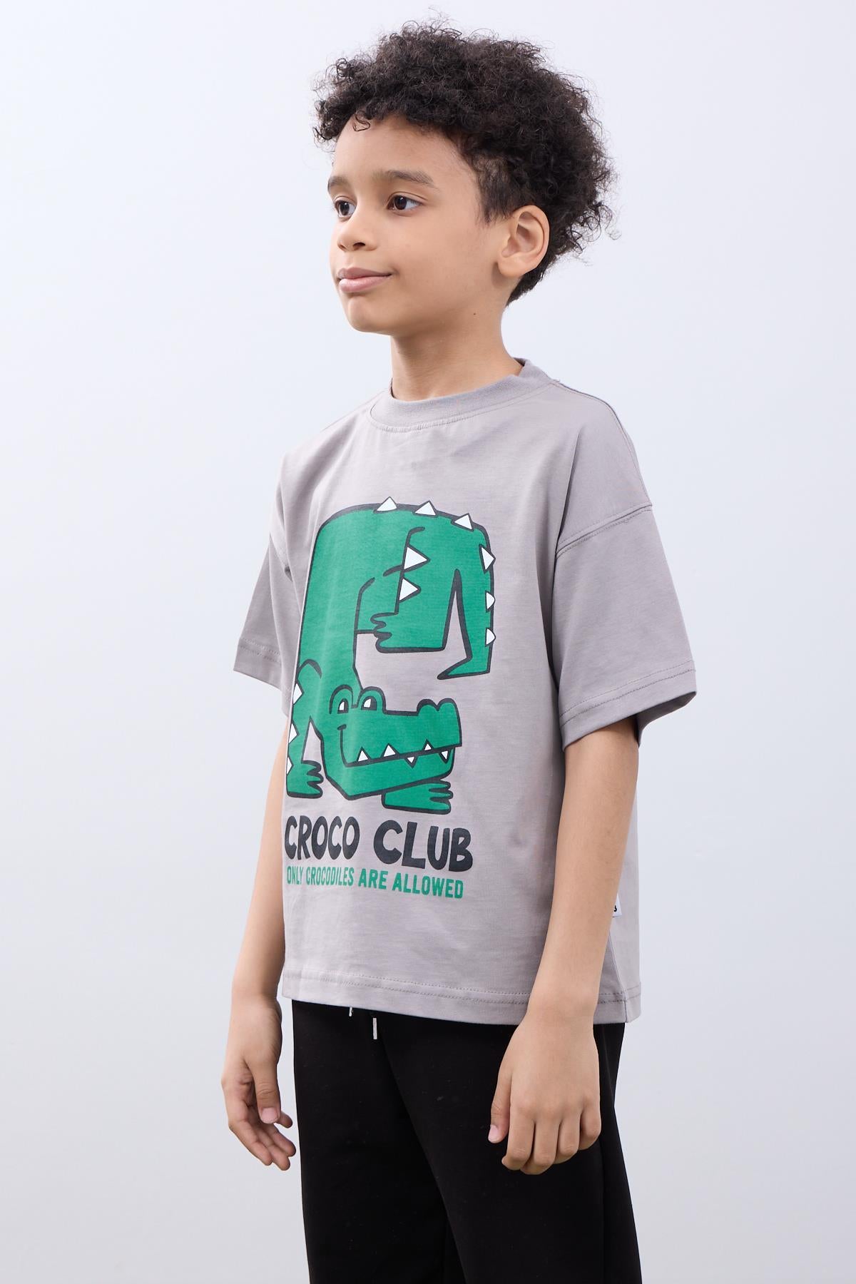 Croco Club Erkek Çocuk 2'li Oversize Tişört Pamuklu Kumaş