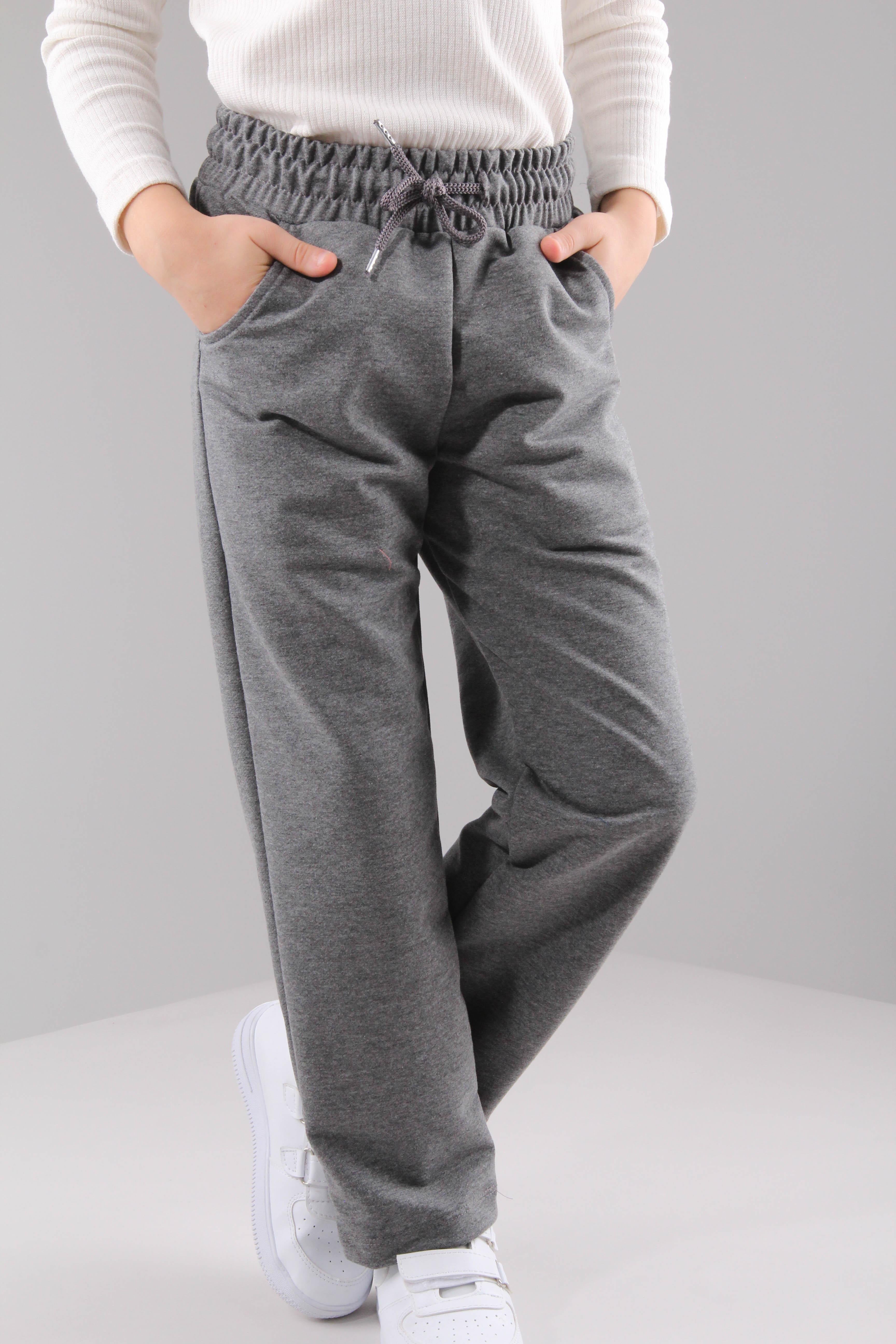 Düz Kesim Cepli Pamuklu Erkek Çocuk Eşofman Altı