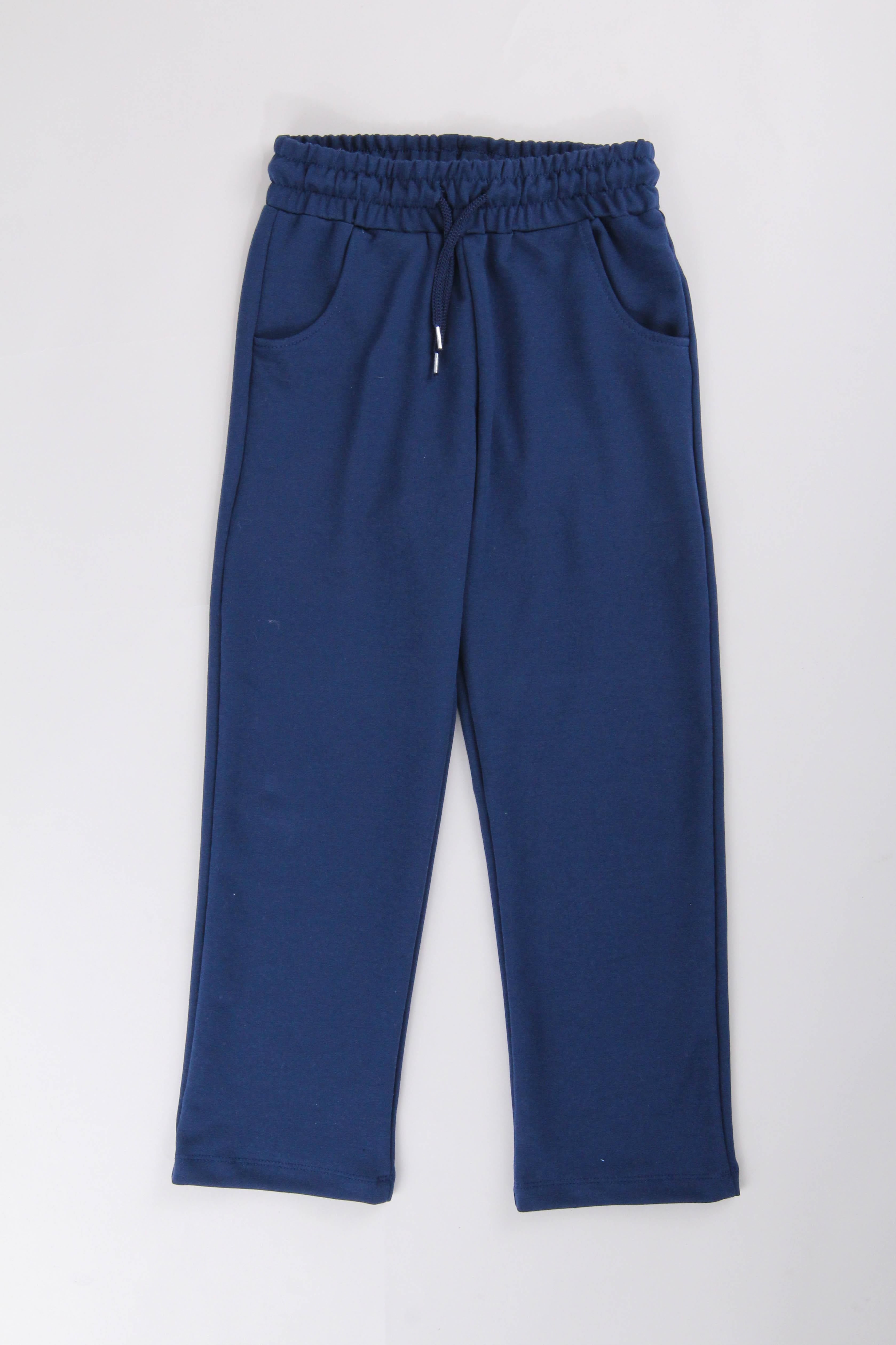 Düz Kesim Cepli Pamuklu Erkek Çocuk Eşofman Altı İndigo - Perendi