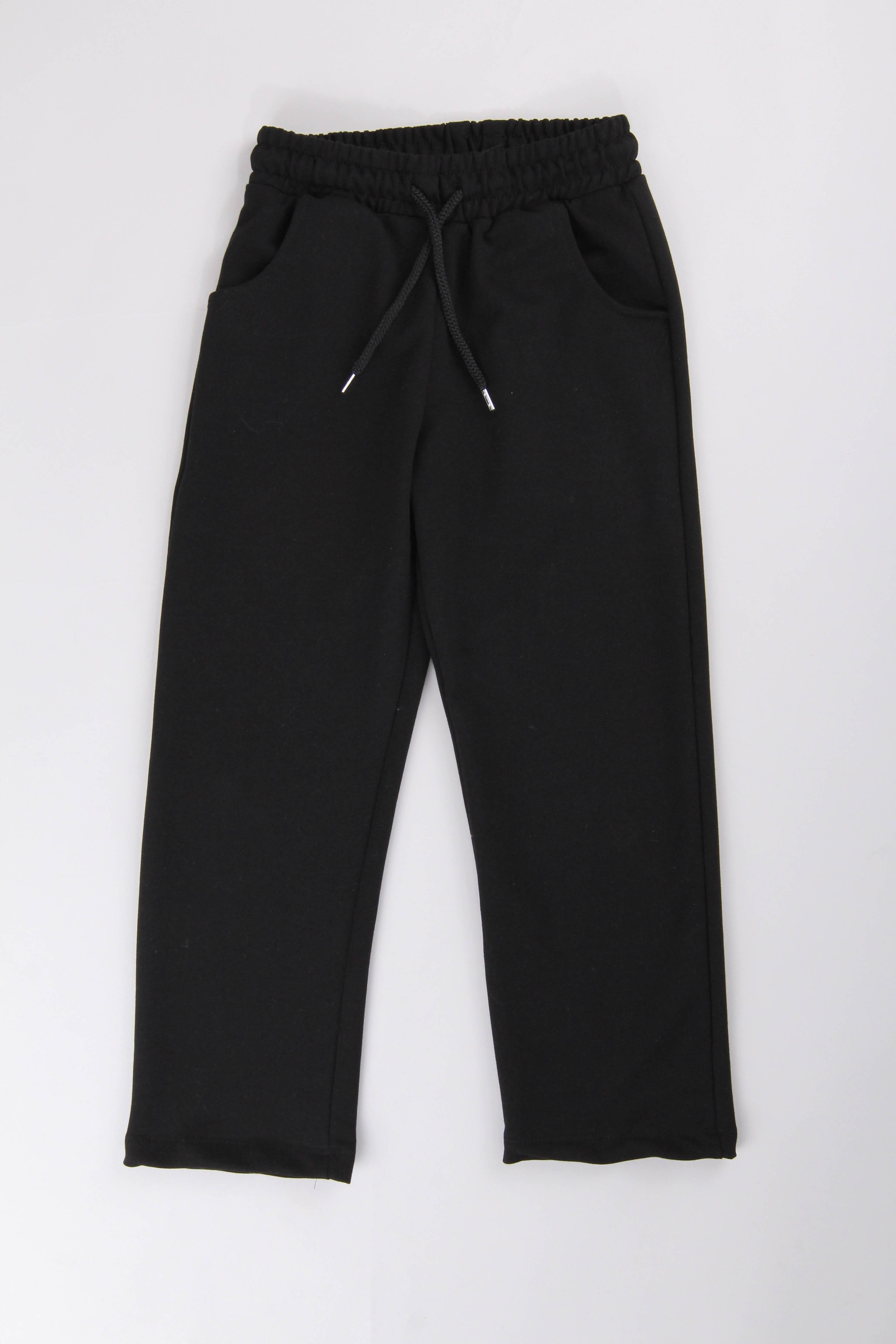 Düz Kesim Cepli Pamuklu Erkek Çocuk Eşofman Altı Siyah - Perendi