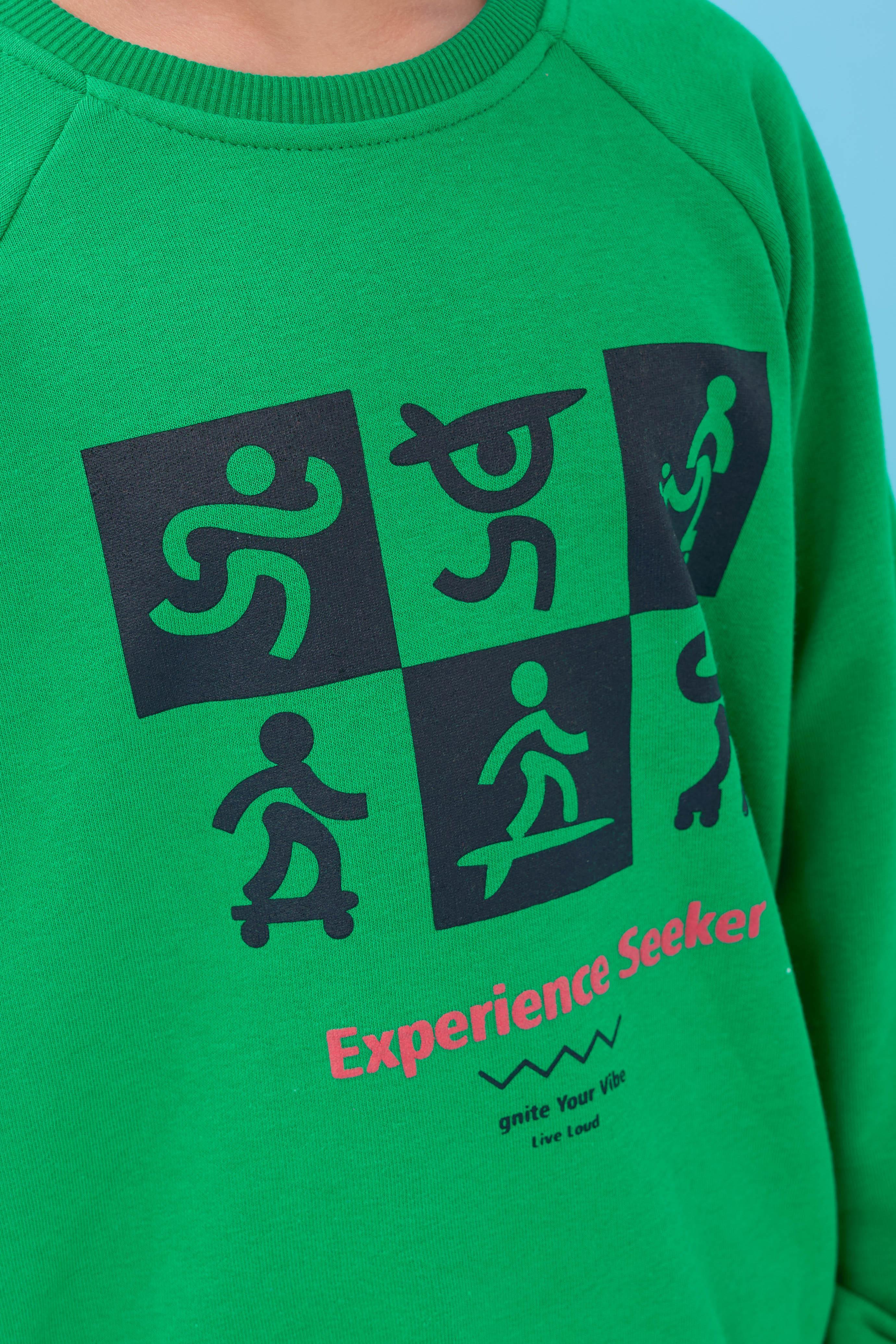 Erkek Çocuk Bisiklet Yaka Mevsimlik Baskılı Sweatshirt