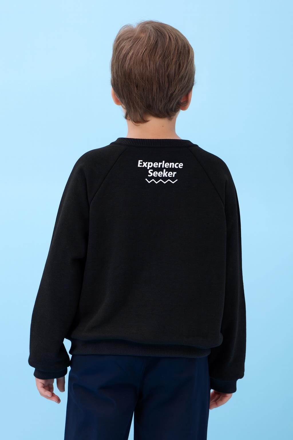 Erkek Çocuk Bisiklet Yaka Mevsimlik Baskılı Sweatshirt