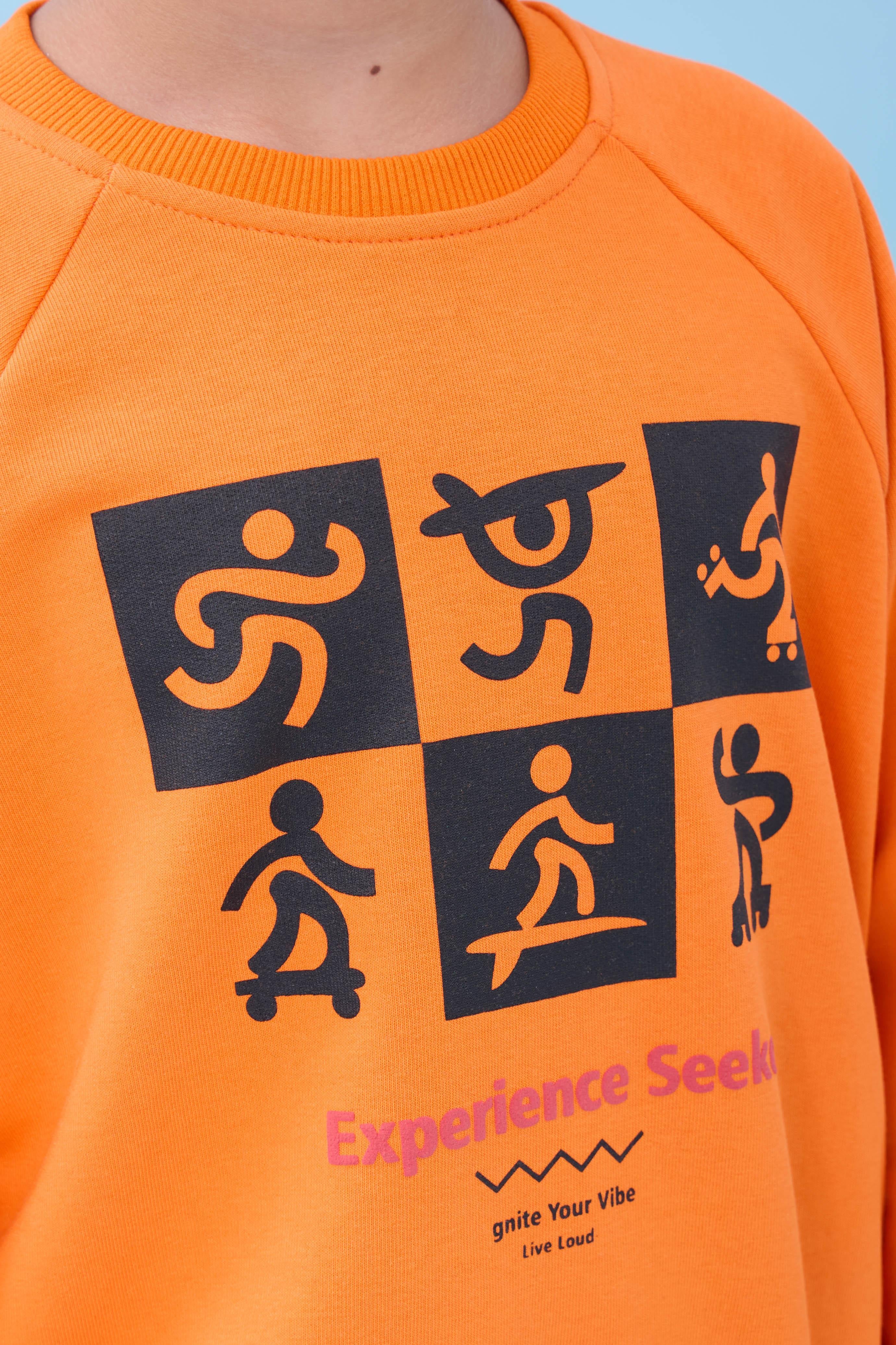 Erkek Çocuk Bisiklet Yaka Mevsimlik Baskılı Sweatshirt