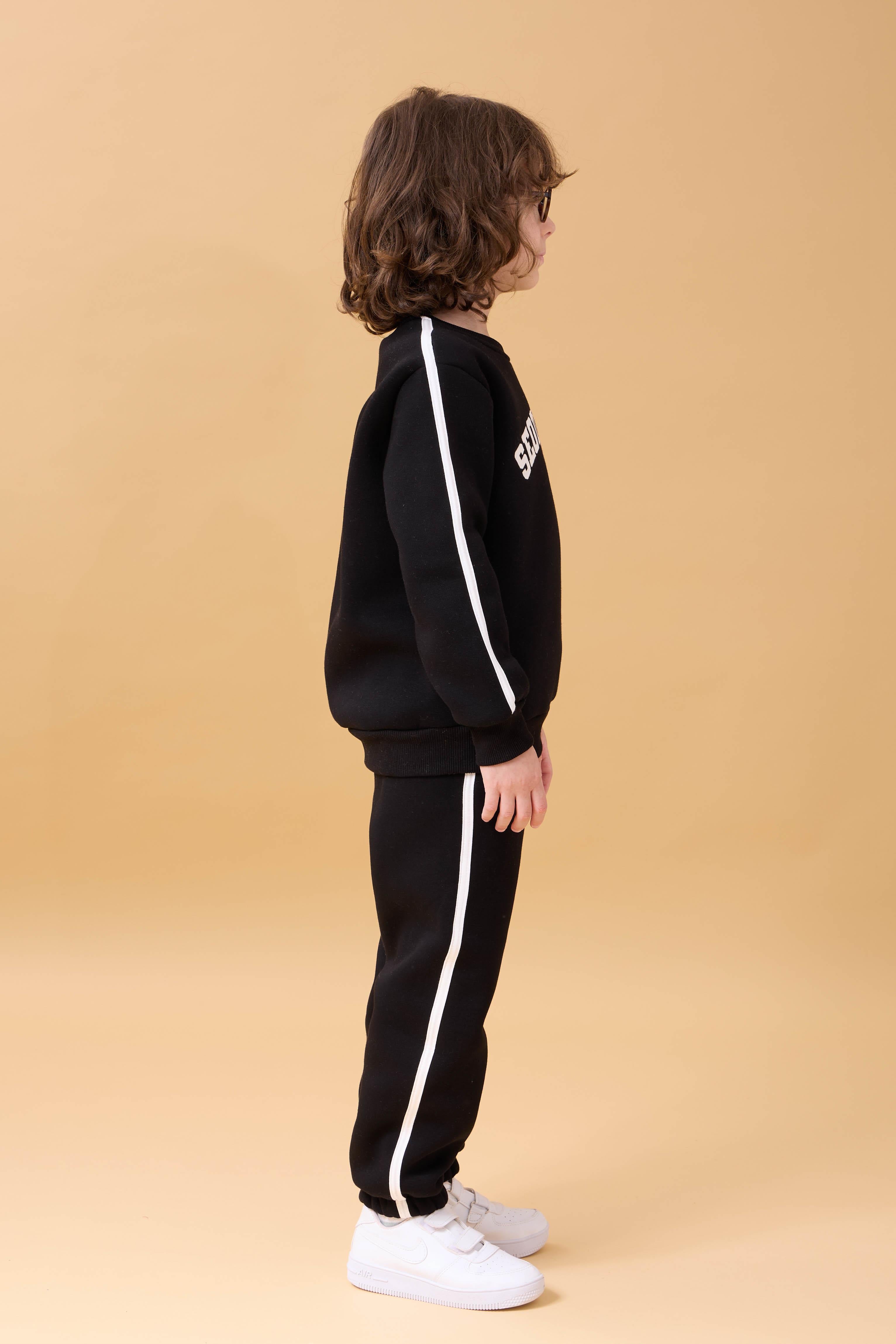 Erkek Çocuk Aplikeli Şardonlu Bisiklet Yaka İkili Kolej Takım